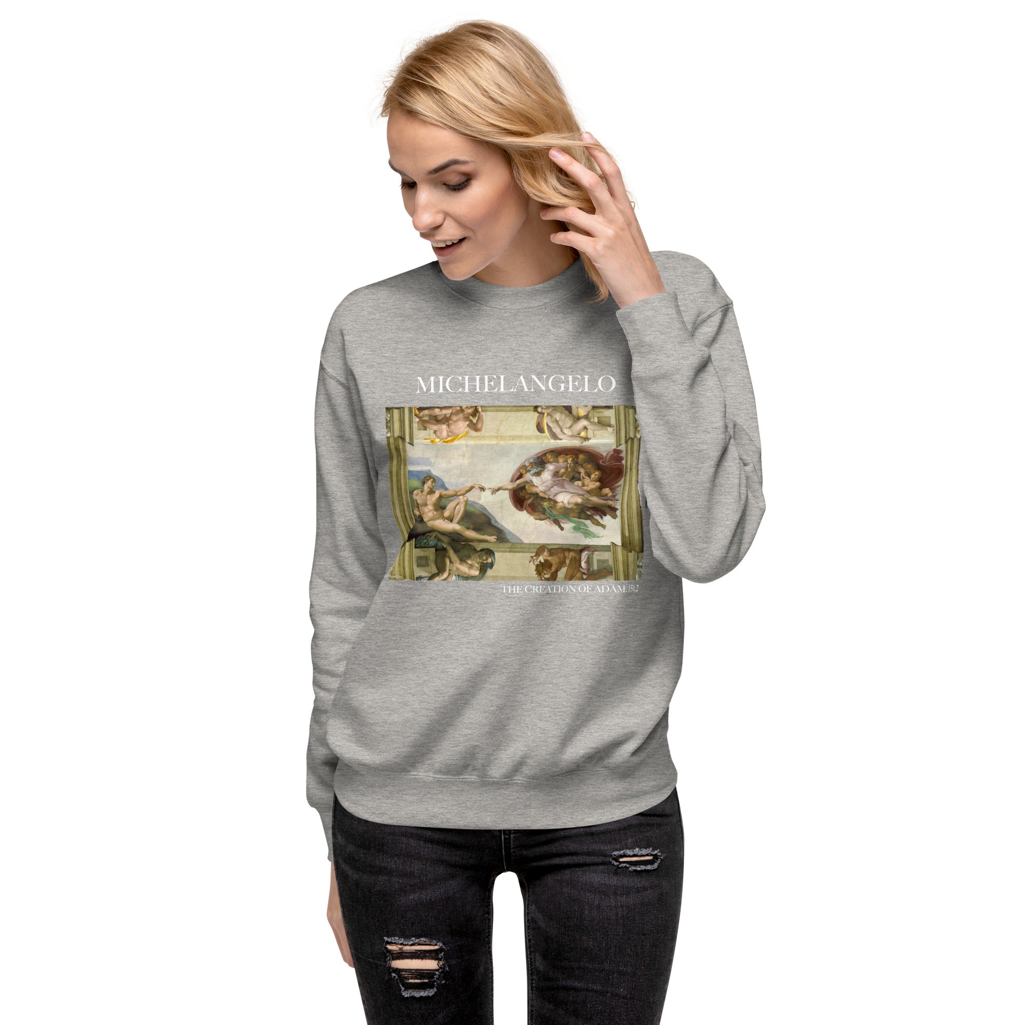 Sweatshirt mit berühmtem Gemälde „Die Erschaffung Adams“ von Michelangelo | Premium-Unisex-Sweatshirt