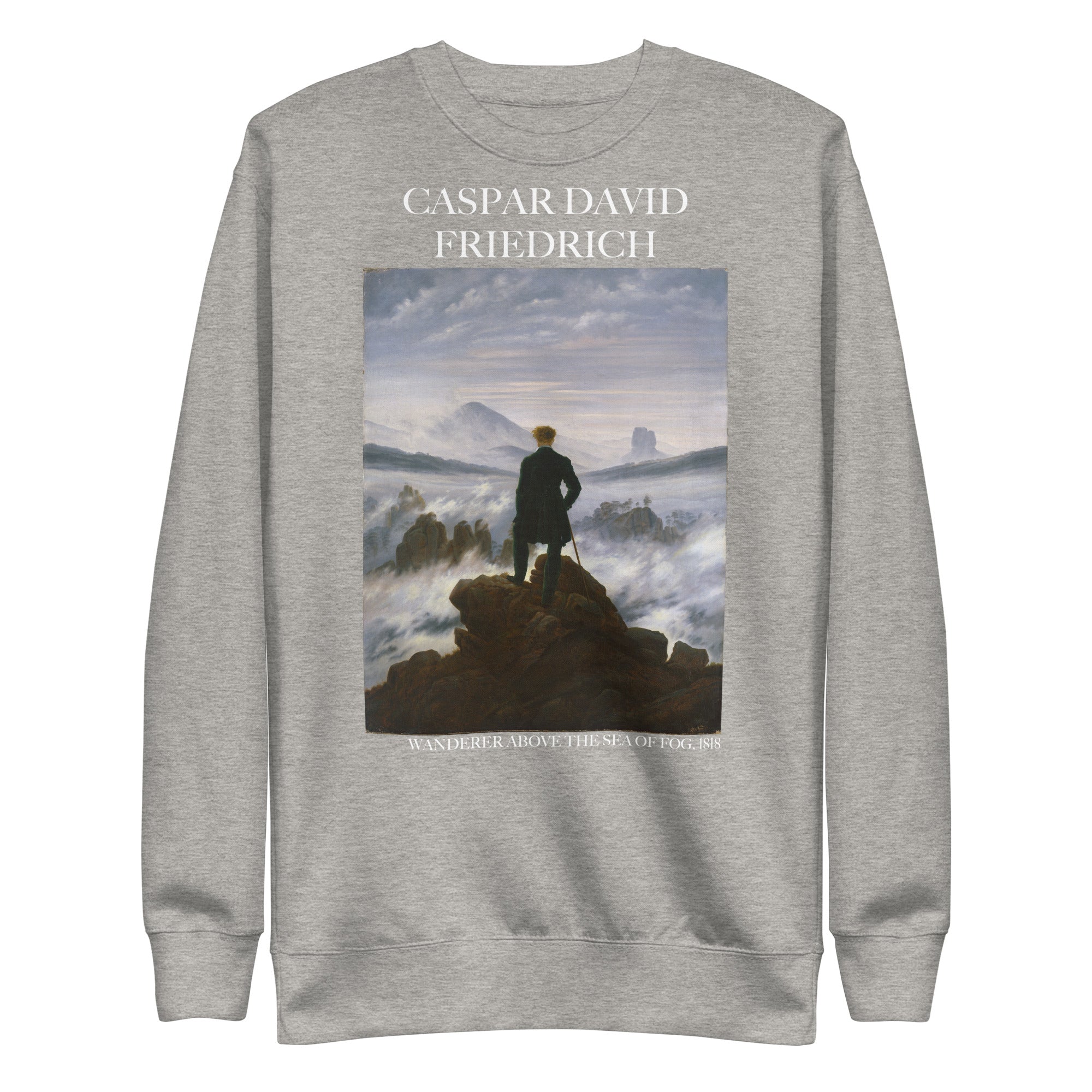 Caspar David Friedrich 'Wanderer Above the Sea of Fog' Famous Painting Sweatshirt | Unisex Premium Sweatshirt