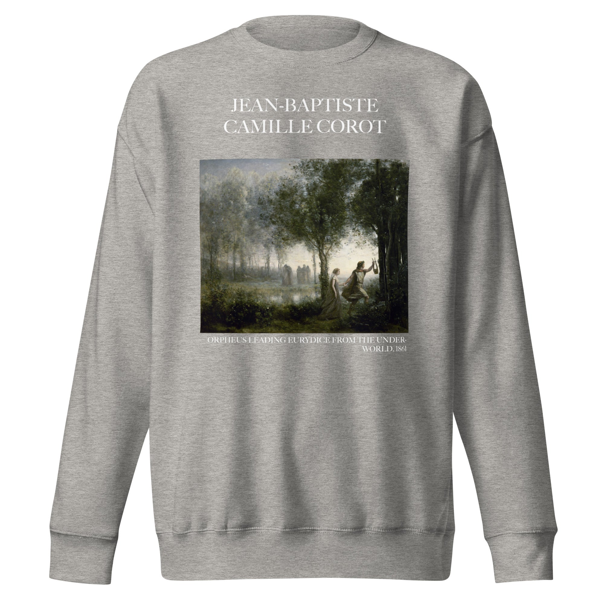 Jean-Baptiste Camille Corot 'Orpheus Leading Eurydice from the Underworld' Famous Painting Sweatshirt | Unisex Premium Sweatshirt