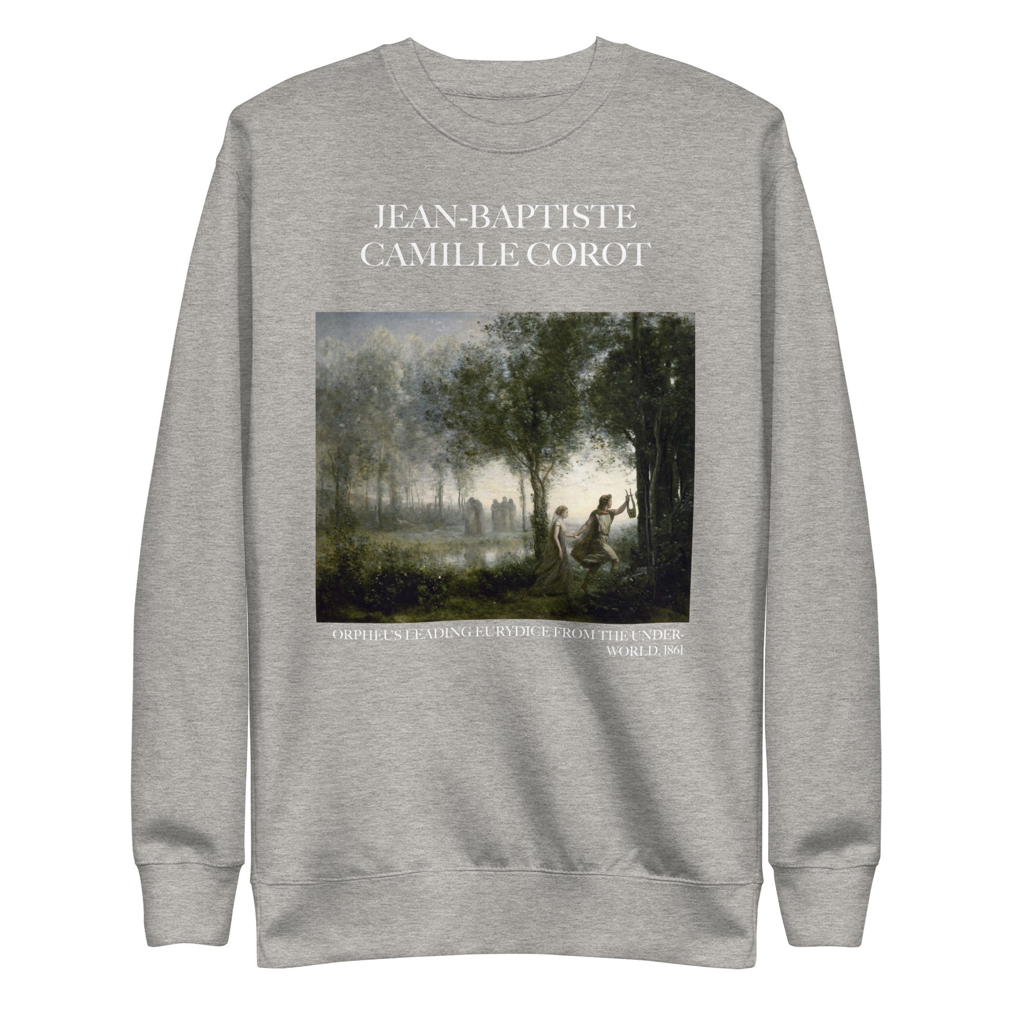 Jean-Baptiste Camille Corot 'Orpheus Leading Eurydice from the Underworld' Famous Painting Sweatshirt | Unisex Premium Sweatshirt