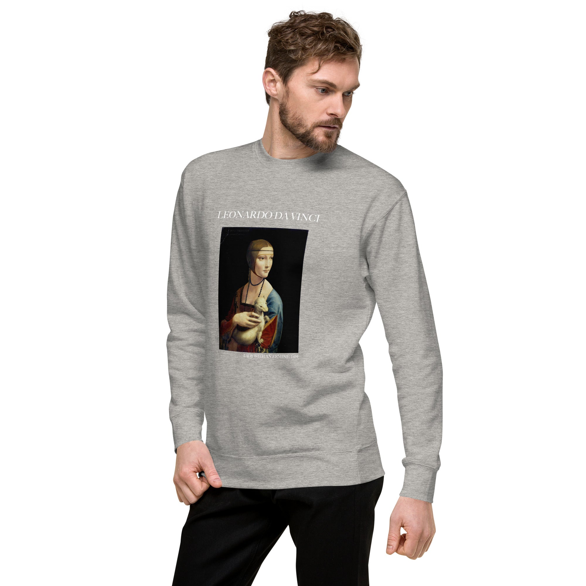 Sweatshirt mit berühmtem Gemälde „Die Dame mit dem Hermelin“ von Leonardo da Vinci, Unisex, Premium-Sweatshirt