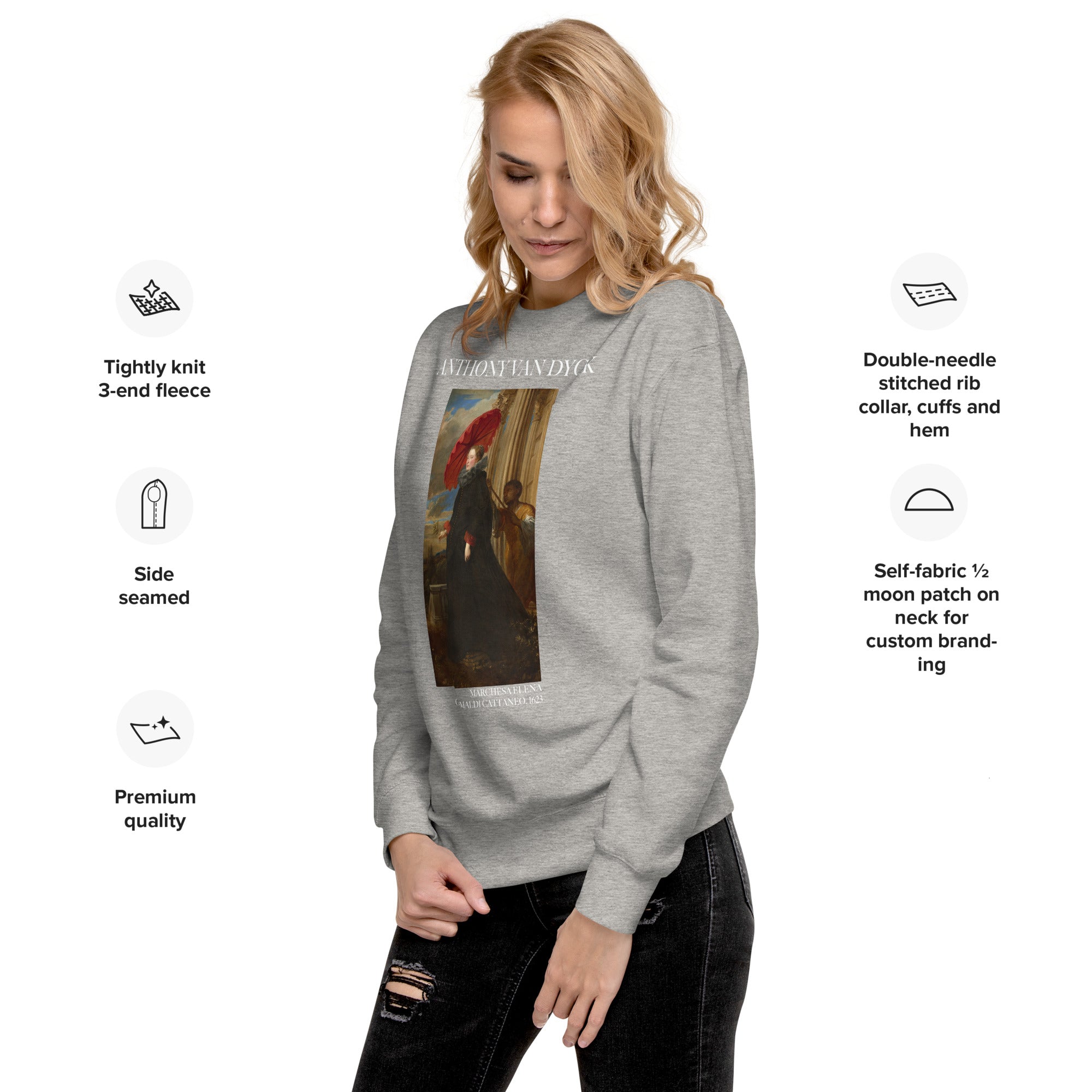 Sweatshirt mit berühmtem Gemälde „Marchesa Elena Grimaldi Cattaneo“ von Sir Anthony van Dyck | Premium-Unisex-Sweatshirt