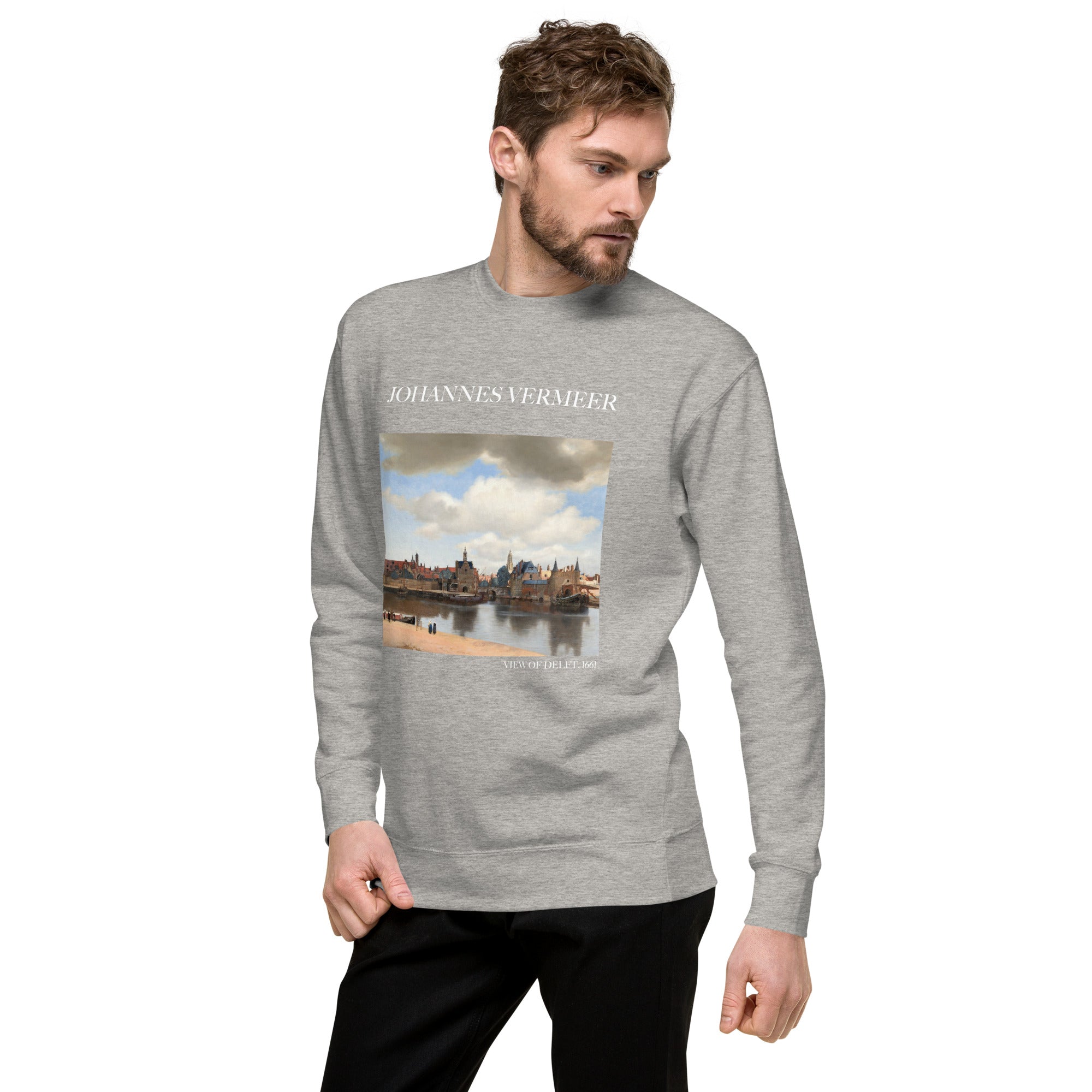 Johannes Vermeer 'Blick auf Delft' Berühmtes Gemälde Sweatshirt | Unisex Premium Sweatshirt