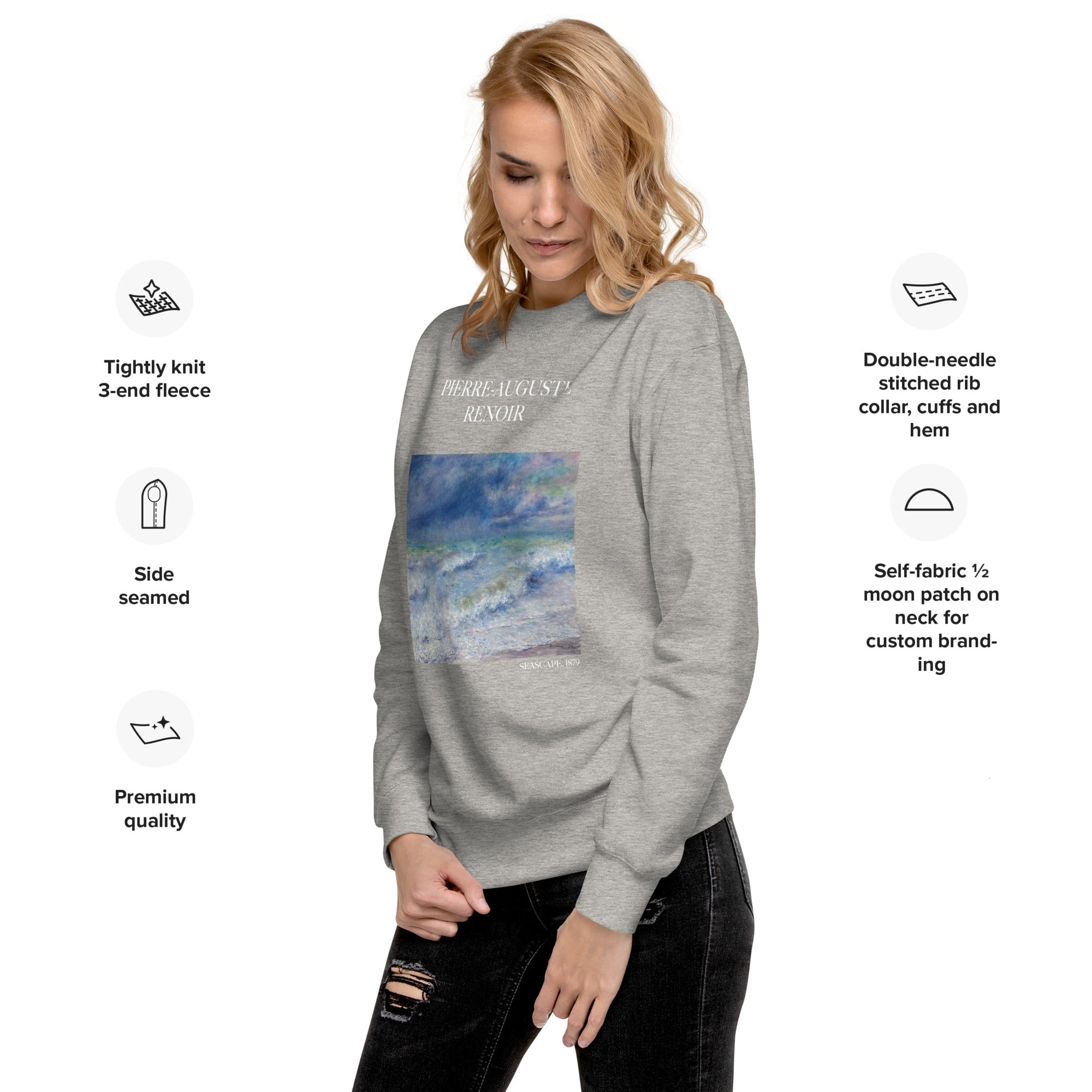 Sweatshirt mit berühmtem Gemälde „Meereslandschaft“ von Pierre-Auguste Renoir, Unisex-Premium-Sweatshirt