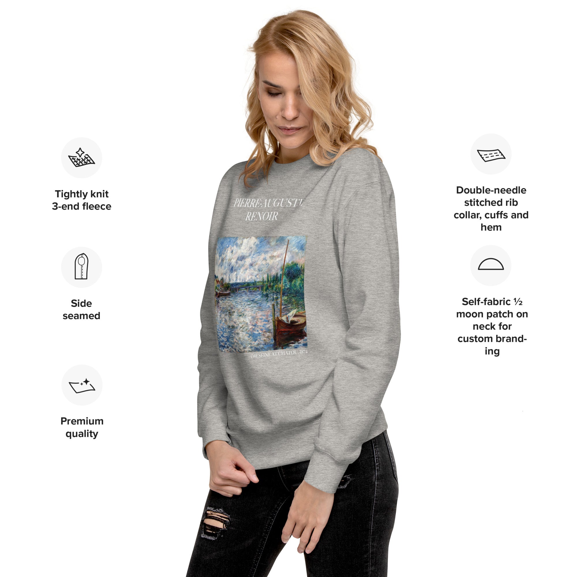 Sweatshirt mit berühmtem Gemälde „Die Seine bei Chatou“ von Pierre-Auguste Renoir | Premium-Sweatshirt für Unisex