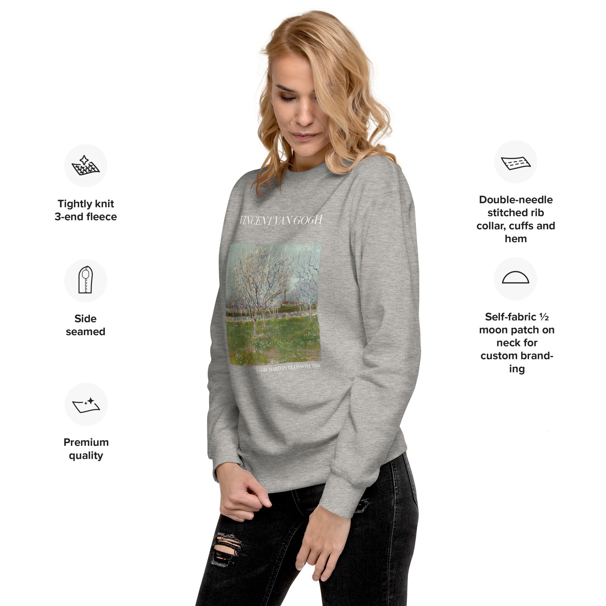 Sweatshirt mit berühmtem Gemälde „Obstgarten in Blüte“ von Vincent van Gogh | Premium-Sweatshirt für Unisex