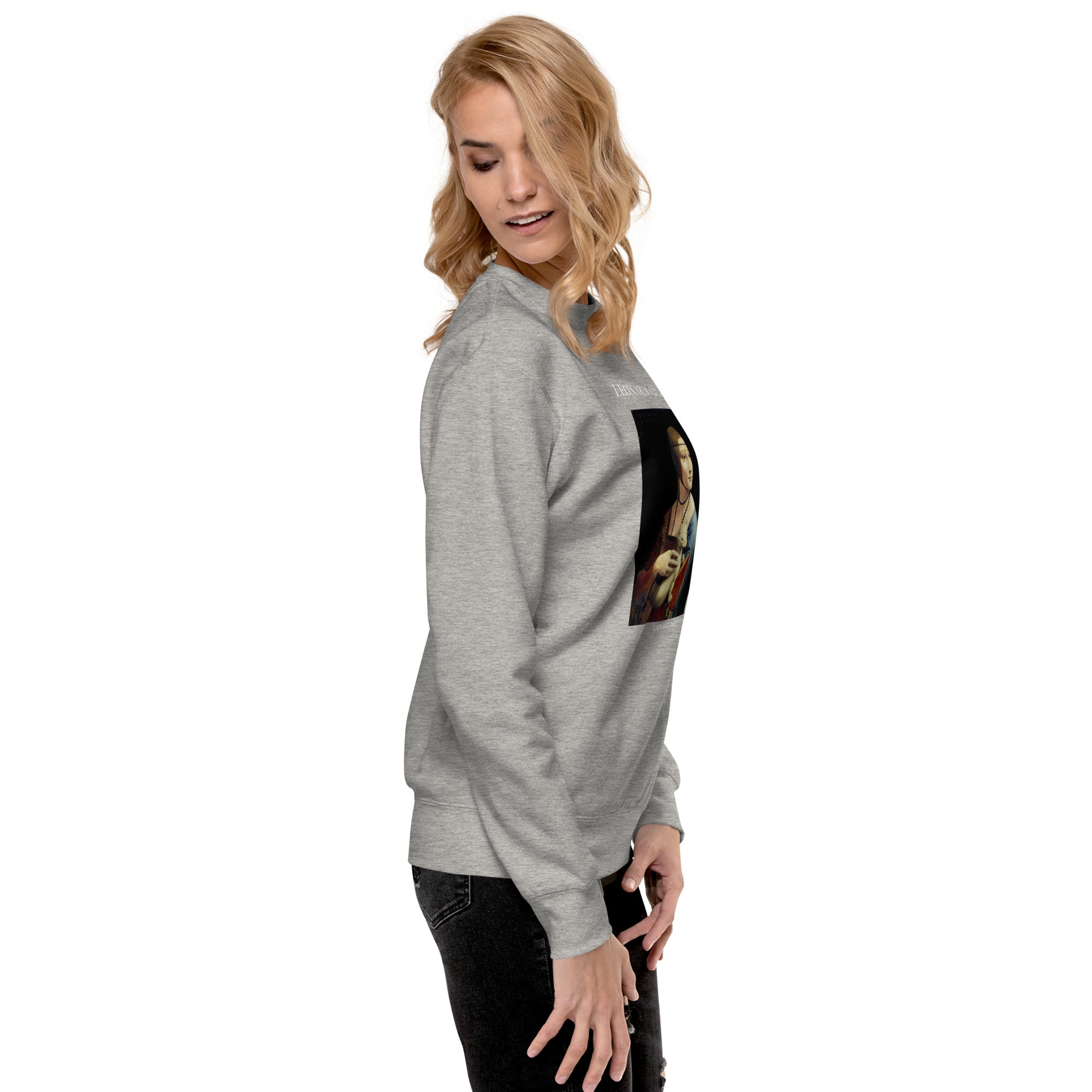 Sweatshirt mit berühmtem Gemälde „Die Dame mit dem Hermelin“ von Leonardo da Vinci, Unisex, Premium-Sweatshirt