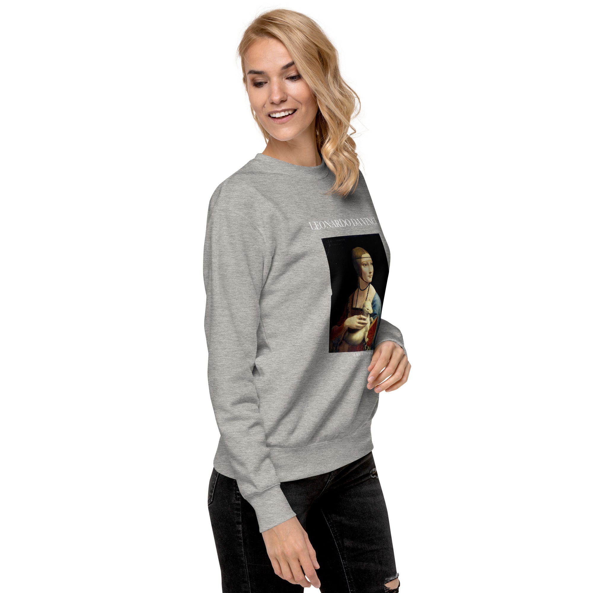 Sweatshirt mit berühmtem Gemälde „Die Dame mit dem Hermelin“ von Leonardo da Vinci, Unisex, Premium-Sweatshirt