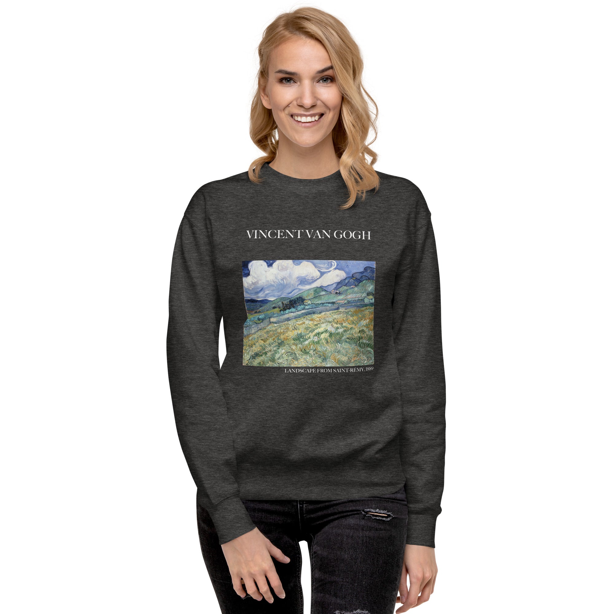 Vincent van Gogh 'Landscape from Saint-Rémy' Famous Painting Sweatshirt | Unisex Premium Sweatshirt