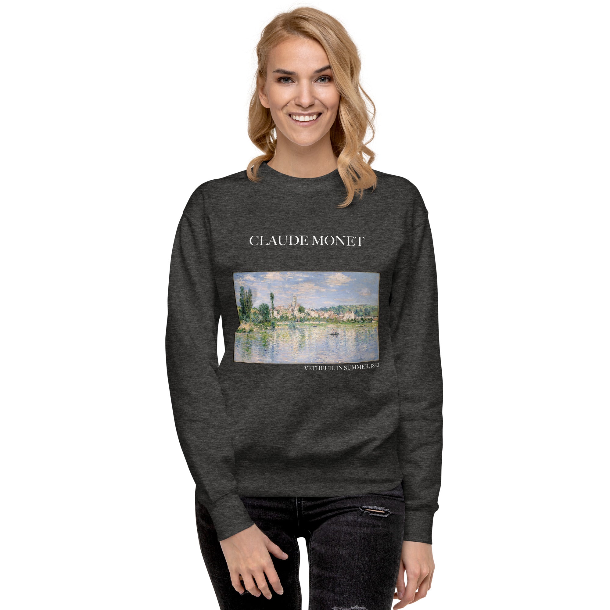 Claude Monet 'Vetheuil in Summer' Famous Painting Sweatshirt | Unisex Premium Sweatshirt