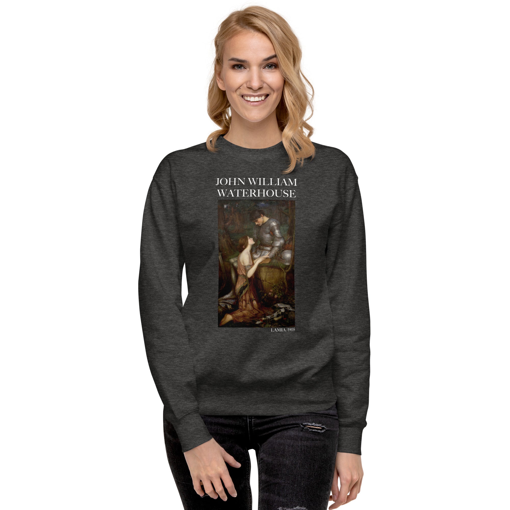 Sweatshirt mit berühmtem Gemälde „Lamia“ von John William Waterhouse, Premium-Unisex-Sweatshirt