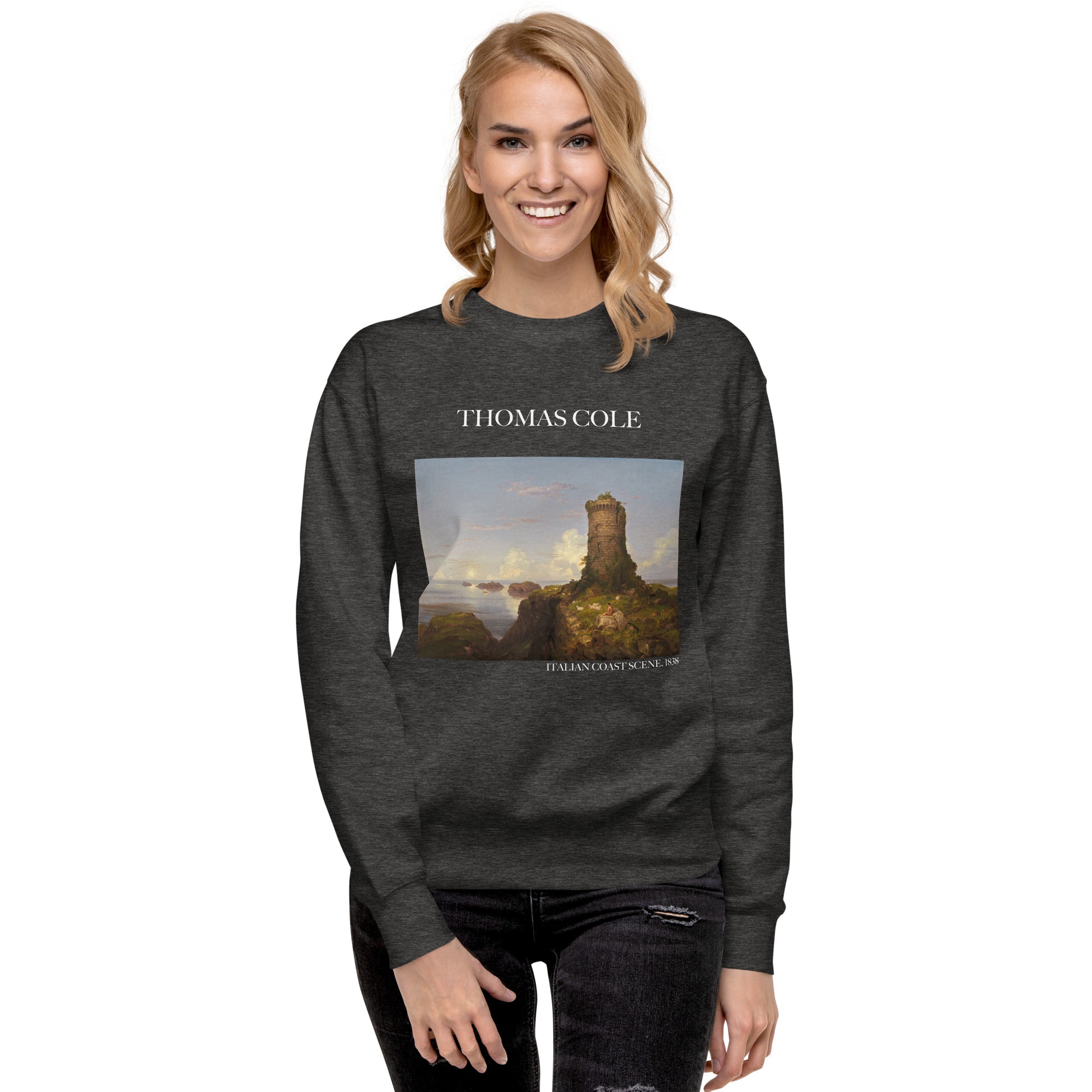 Thomas Cole – Kurzes Sweatshirt „Italienische Küstenszene“ – berühmtes Gemälde – Premium-Kunst-Kurzpullover