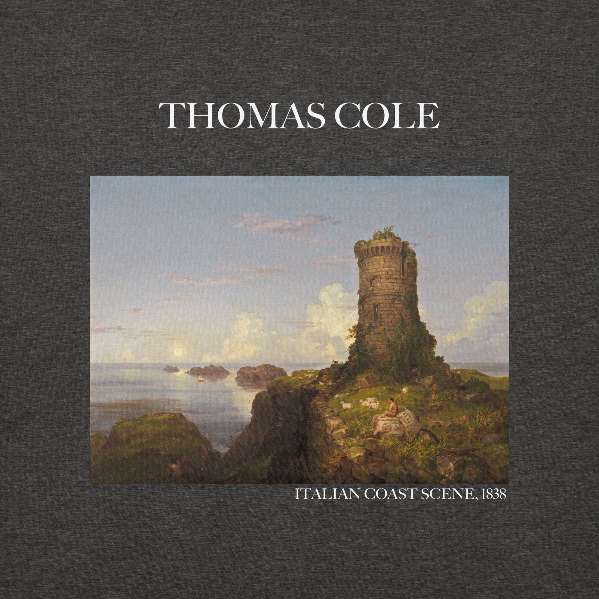 Thomas Cole – Kurzes Sweatshirt „Italienische Küstenszene“ – berühmtes Gemälde – Premium-Kunst-Kurzpullover