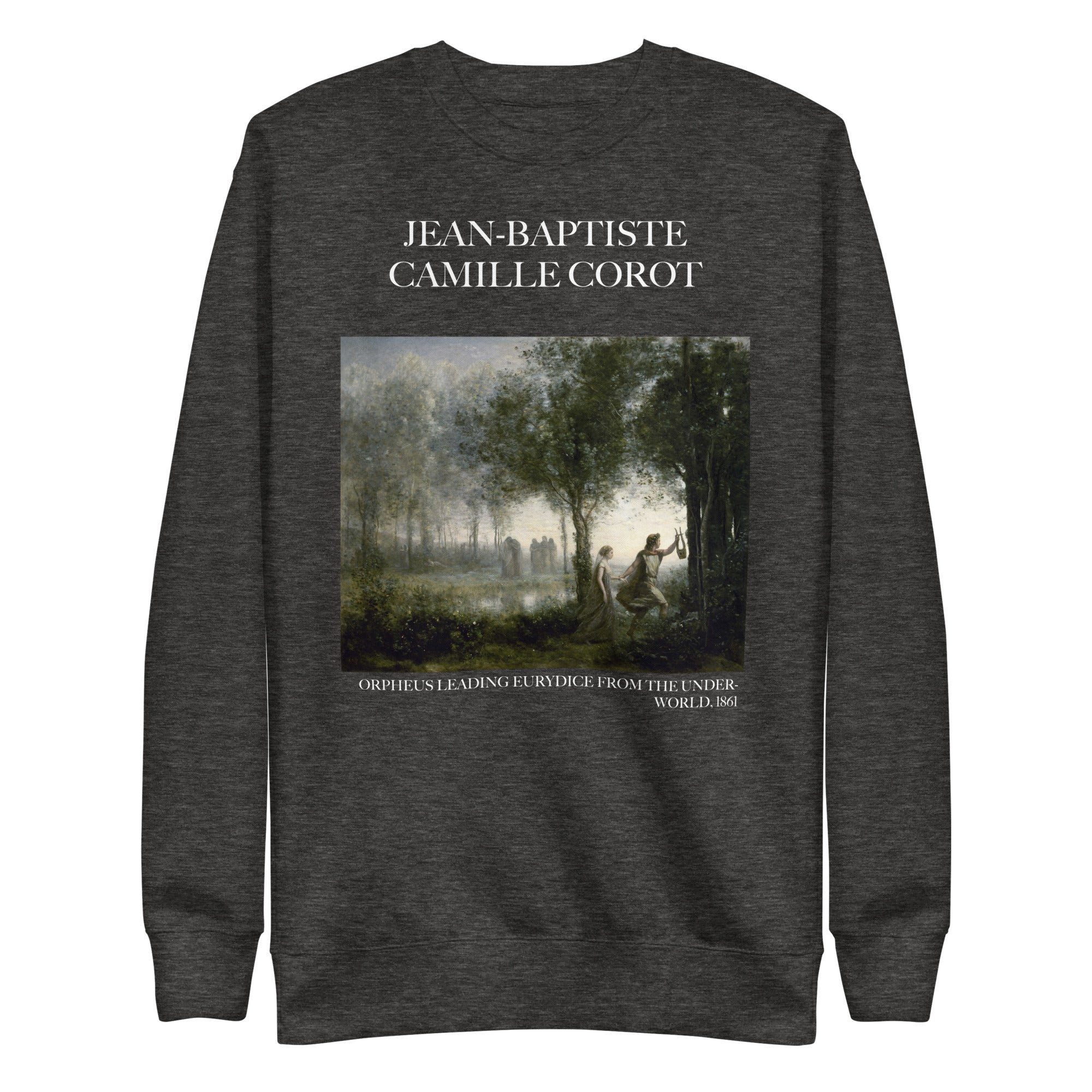 Jean-Baptiste Camille Corot 'Orpheus Leading Eurydice from the Underworld' Famous Painting Sweatshirt | Unisex Premium Sweatshirt