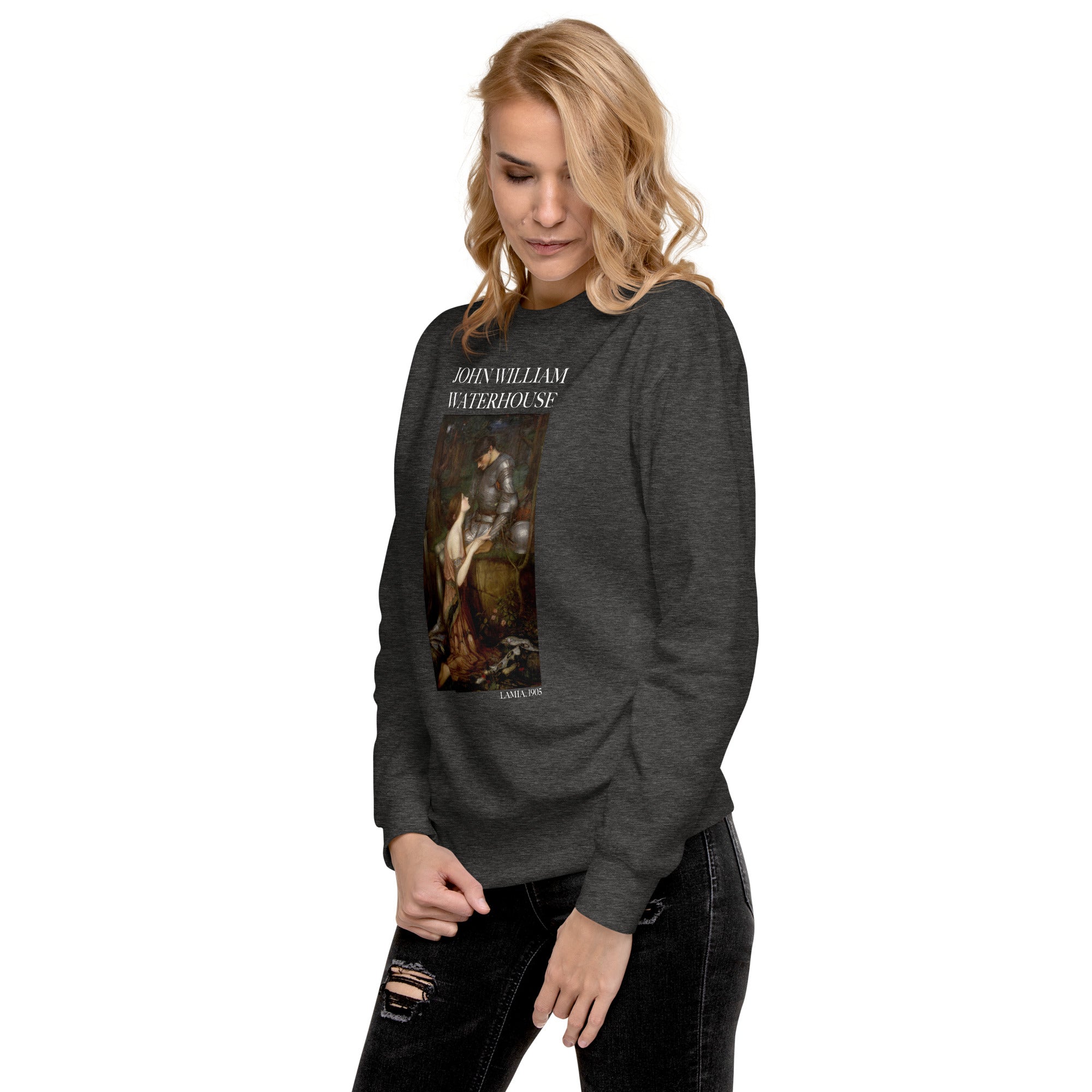 Sweatshirt mit berühmtem Gemälde „Lamia“ von John William Waterhouse, Premium-Unisex-Sweatshirt