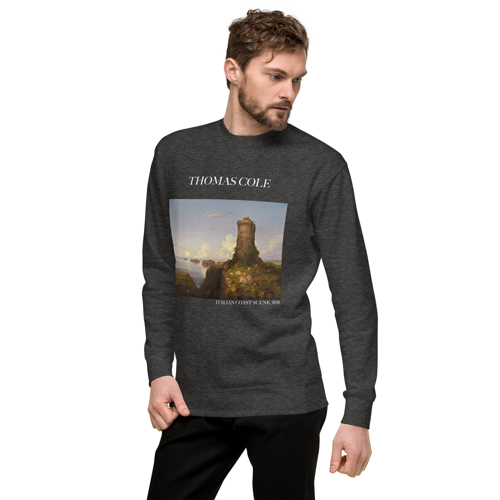 Thomas Cole – Kurzes Sweatshirt „Italienische Küstenszene“ – berühmtes Gemälde – Premium-Kunst-Kurzpullover