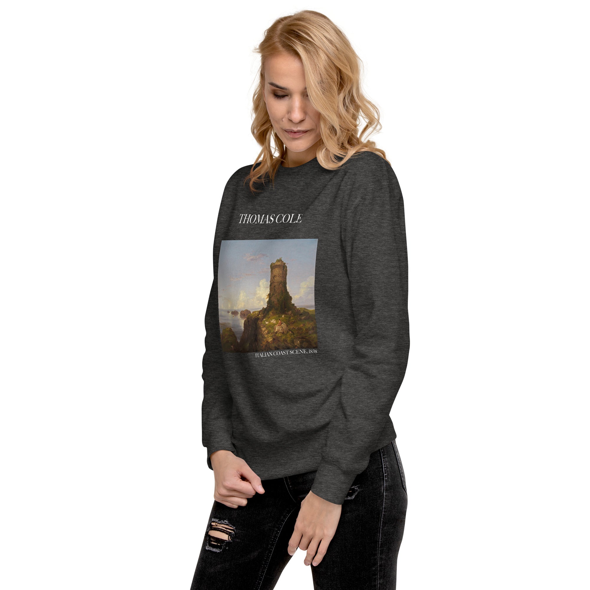 Thomas Cole – Kurzes Sweatshirt „Italienische Küstenszene“ – berühmtes Gemälde – Premium-Kunst-Kurzpullover