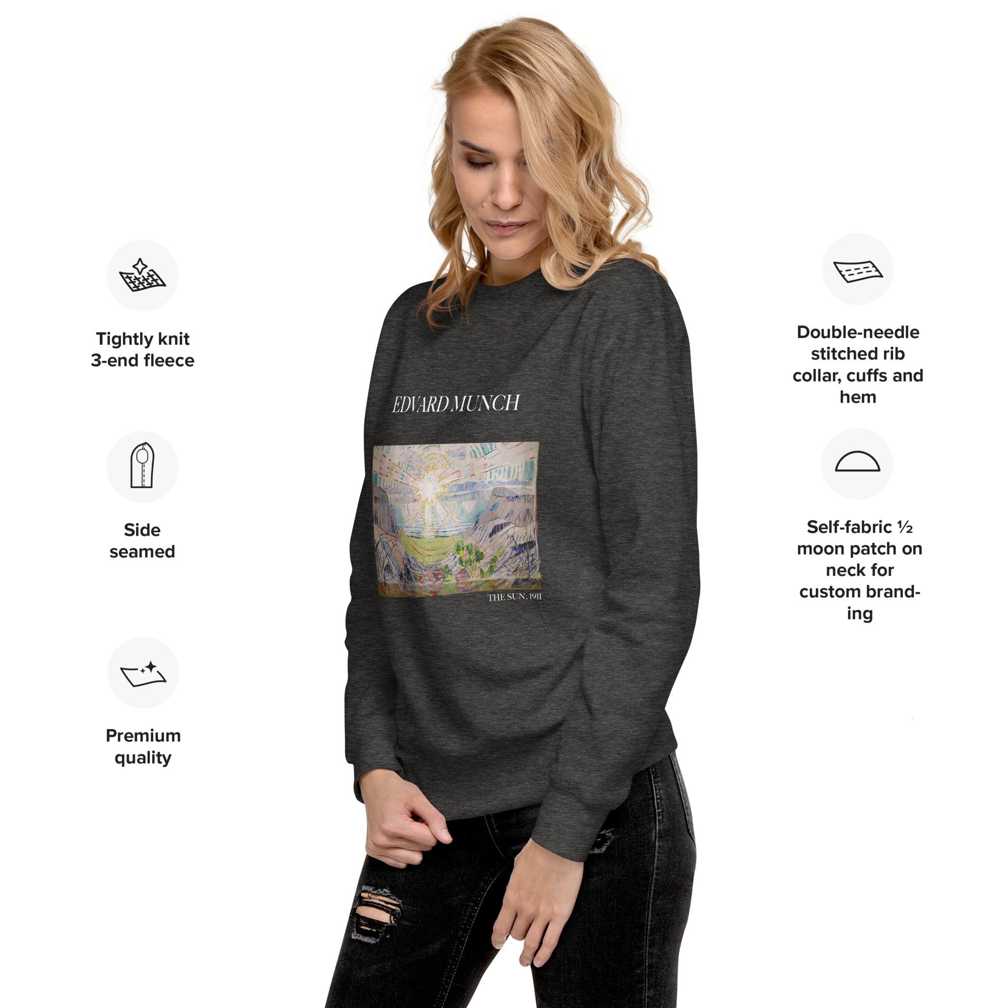 Sweatshirt mit berühmtem Gemälde „Die Sonne“ von Edvard Munch | Premium-Sweatshirt für Unisex