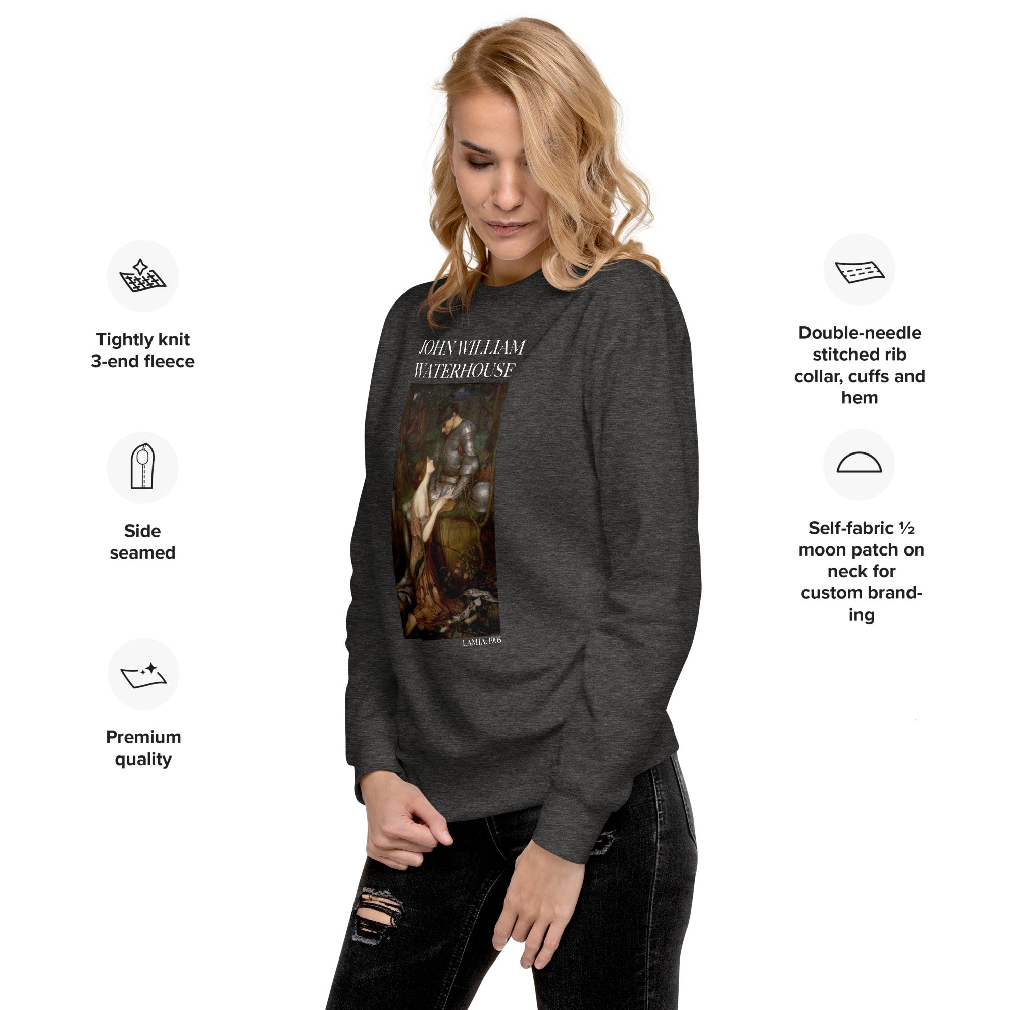 Sweatshirt mit berühmtem Gemälde „Lamia“ von John William Waterhouse, Premium-Unisex-Sweatshirt