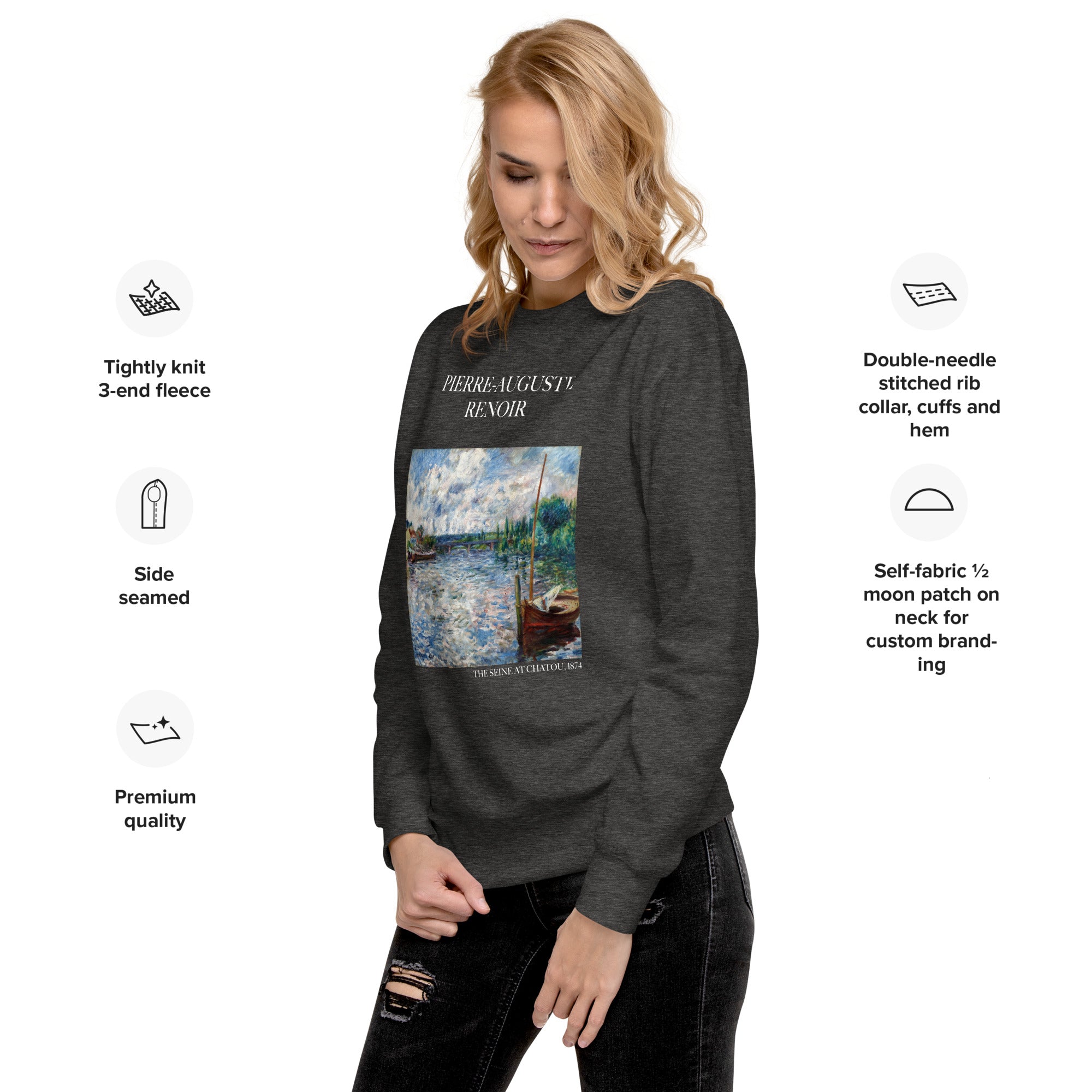 Sweatshirt mit berühmtem Gemälde „Die Seine bei Chatou“ von Pierre-Auguste Renoir | Premium-Sweatshirt für Unisex