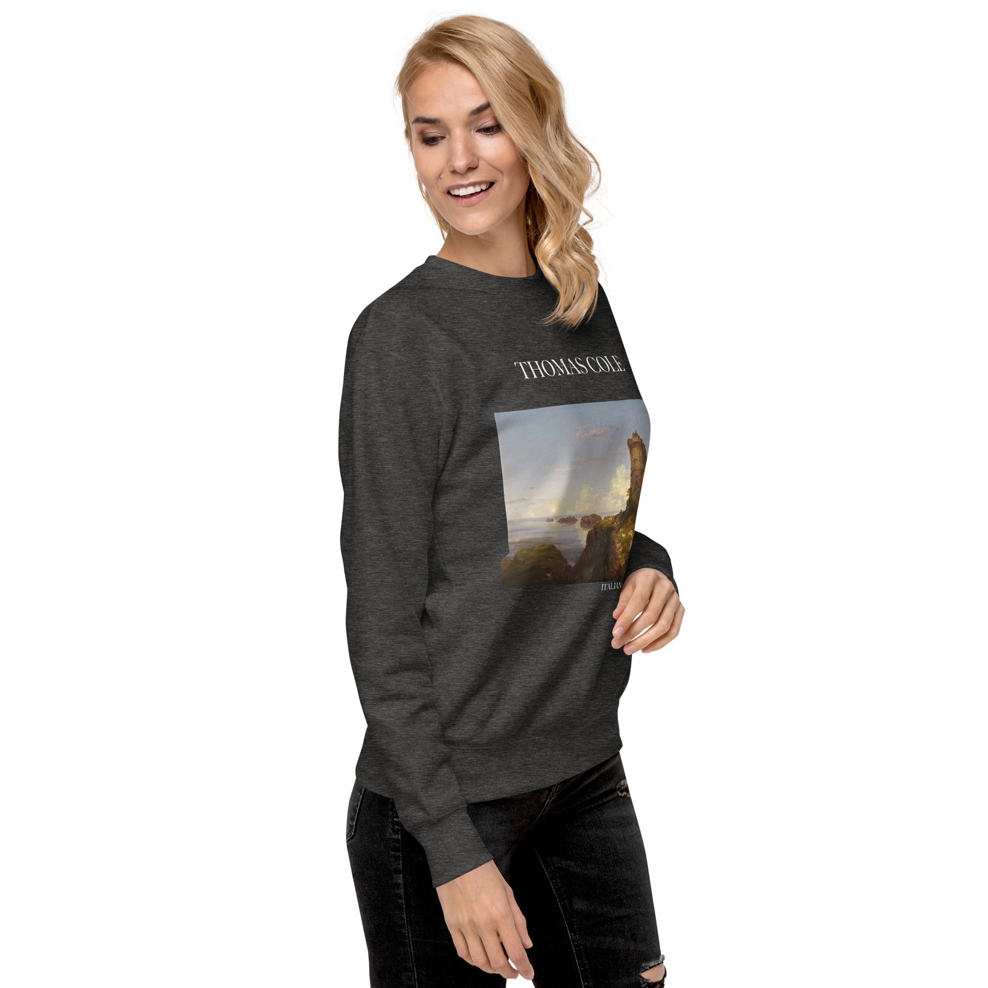 Thomas Cole – Kurzes Sweatshirt „Italienische Küstenszene“ – berühmtes Gemälde – Premium-Kunst-Kurzpullover