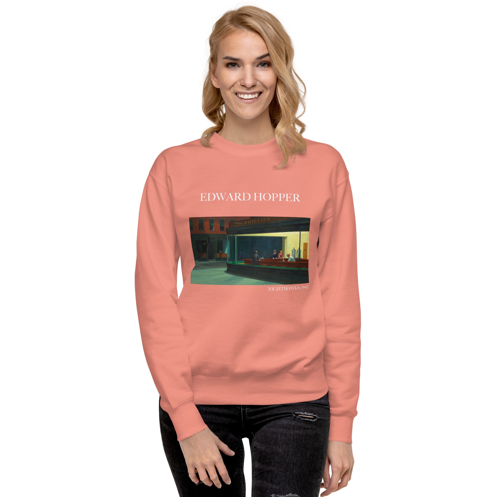 Sweatshirt mit berühmtem Gemälde „Nighthawks“ von Edward Hopper | Premium-Sweatshirt für Unisex