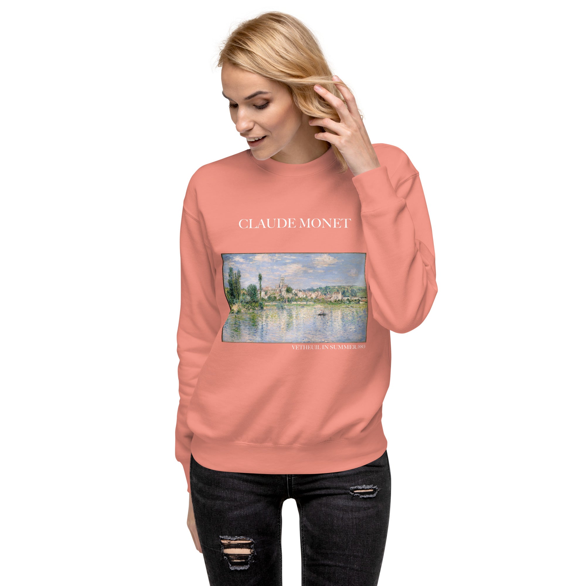 Claude Monet 'Vetheuil in Summer' Famous Painting Sweatshirt | Unisex Premium Sweatshirt