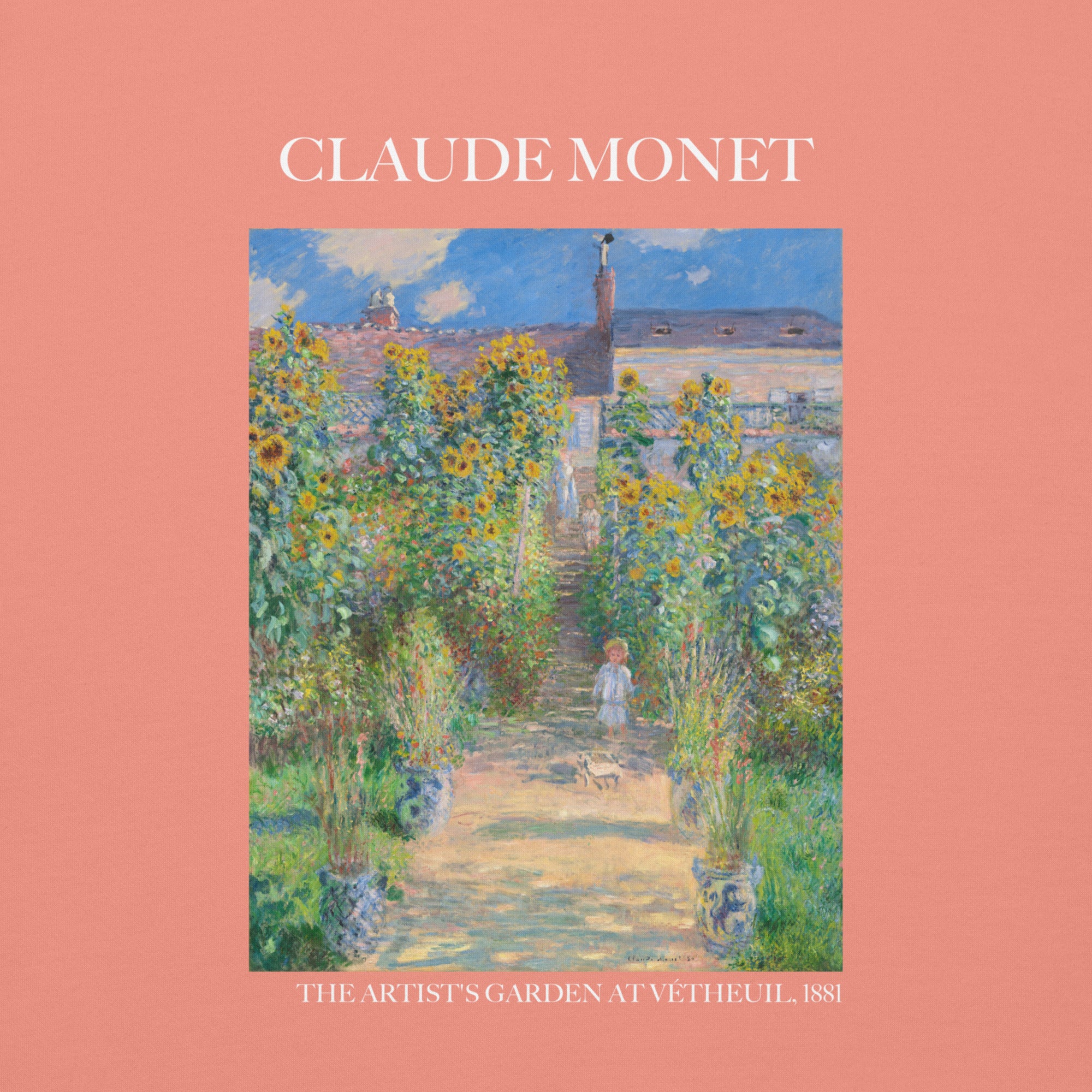 Claude Monet 'The Artist's Garden at Vétheuil' Famous Painting Sweatshirt | Unisex Premium Sweatshirt