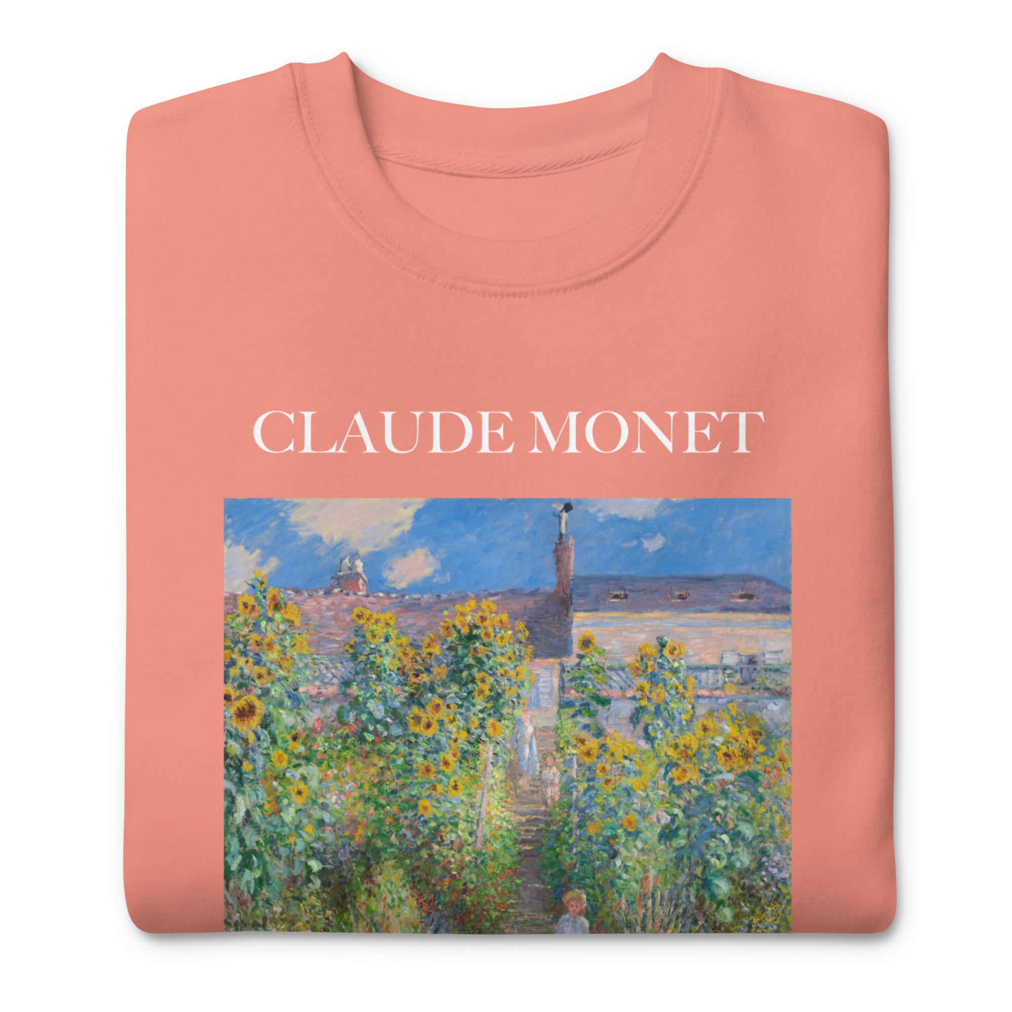 Claude Monet 'The Artist's Garden at Vétheuil' Famous Painting Sweatshirt | Unisex Premium Sweatshirt