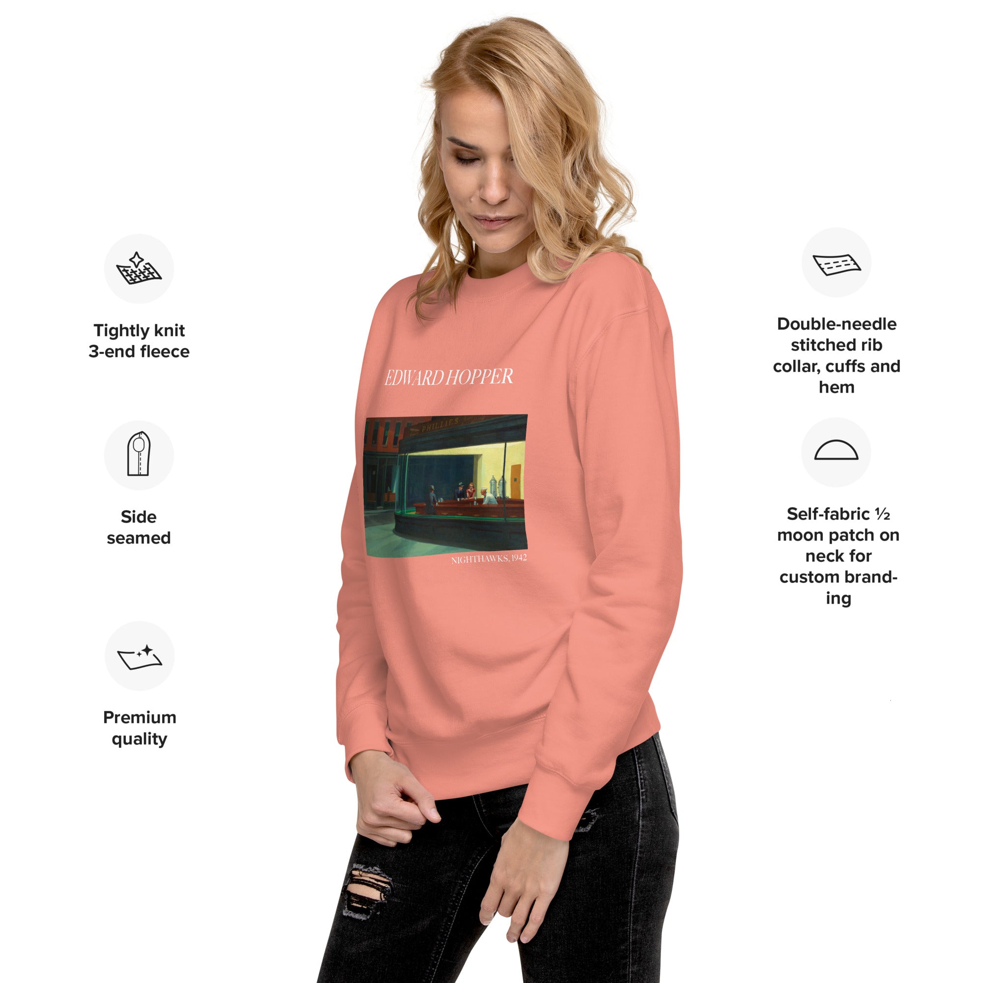 Sweatshirt mit berühmtem Gemälde „Nighthawks“ von Edward Hopper | Premium-Sweatshirt für Unisex