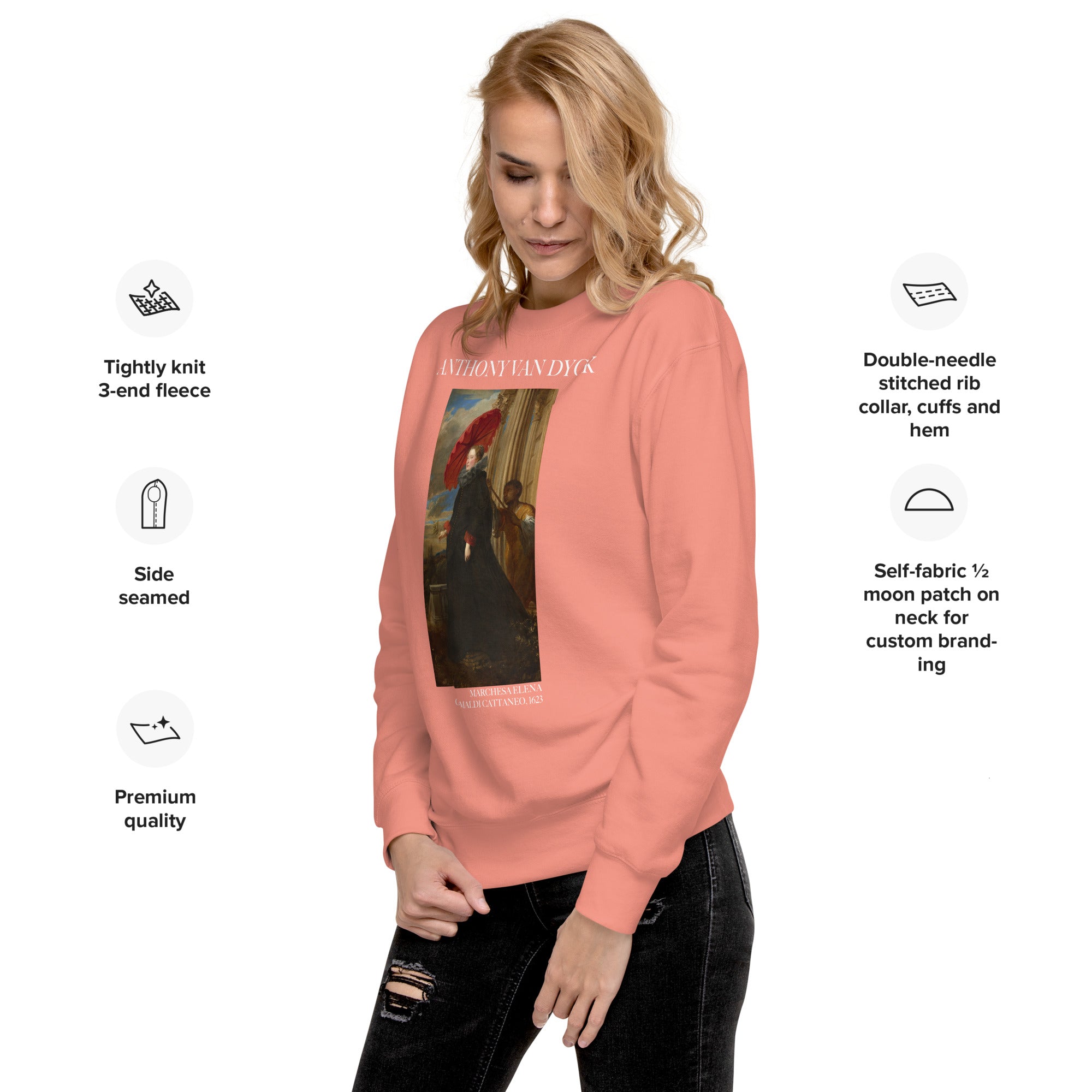 Sweatshirt mit berühmtem Gemälde „Marchesa Elena Grimaldi Cattaneo“ von Sir Anthony van Dyck | Premium-Unisex-Sweatshirt