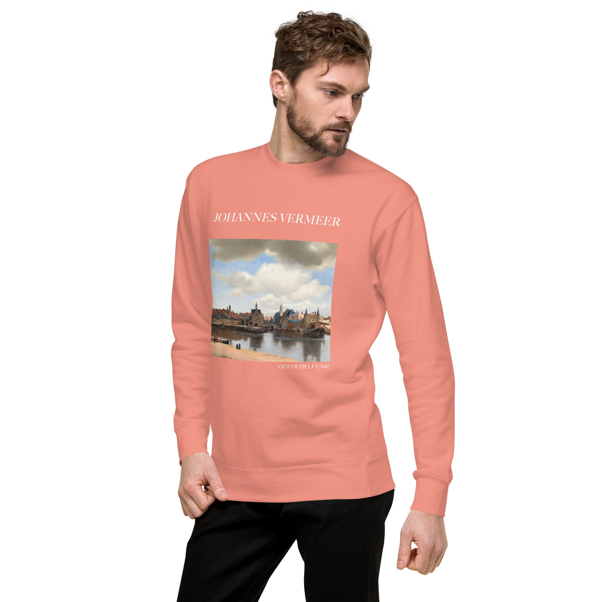 Johannes Vermeer 'Blick auf Delft' Berühmtes Gemälde Sweatshirt | Unisex Premium Sweatshirt