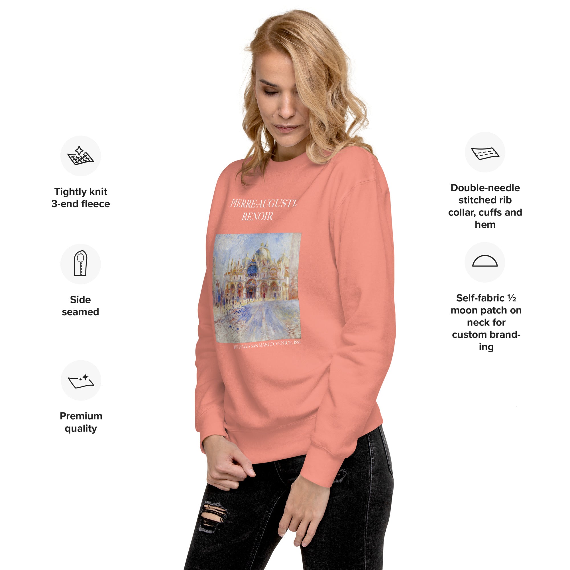 Pierre-Auguste Renoir 'The Piazza San Marco, Venice' Famous Painting Sweatshirt | Unisex Premium Sweatshirt