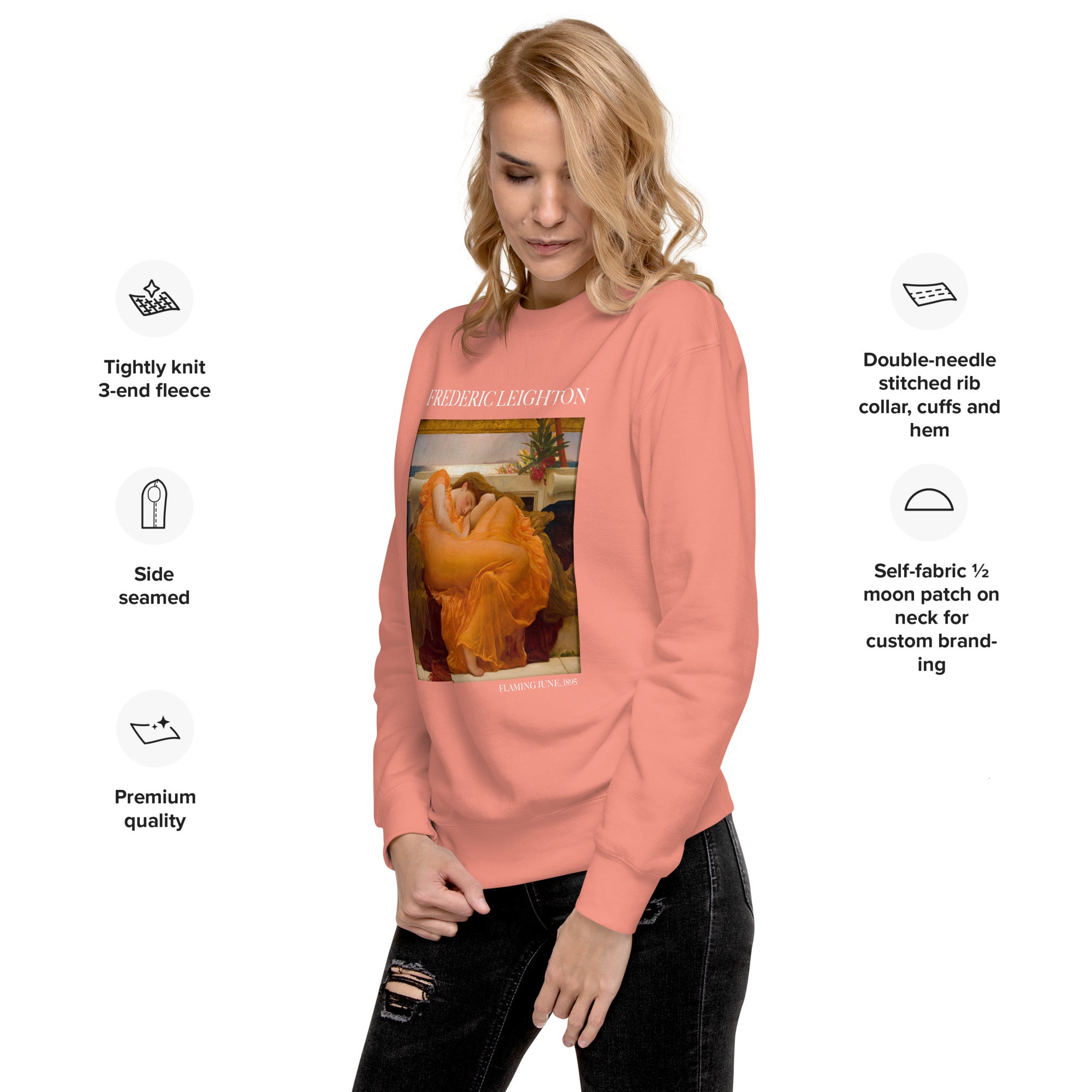 Sweatshirt mit berühmtem Gemälde „Flaming June“ von Frederic Leighton | Premium-Sweatshirt für Unisex