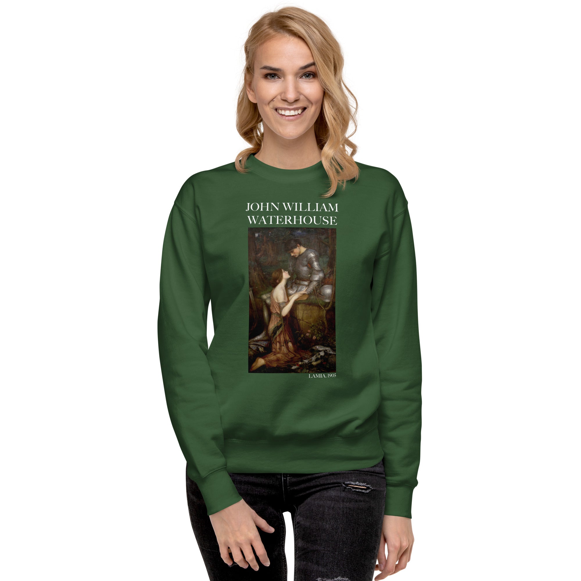 Sweatshirt mit berühmtem Gemälde „Lamia“ von John William Waterhouse, Premium-Unisex-Sweatshirt