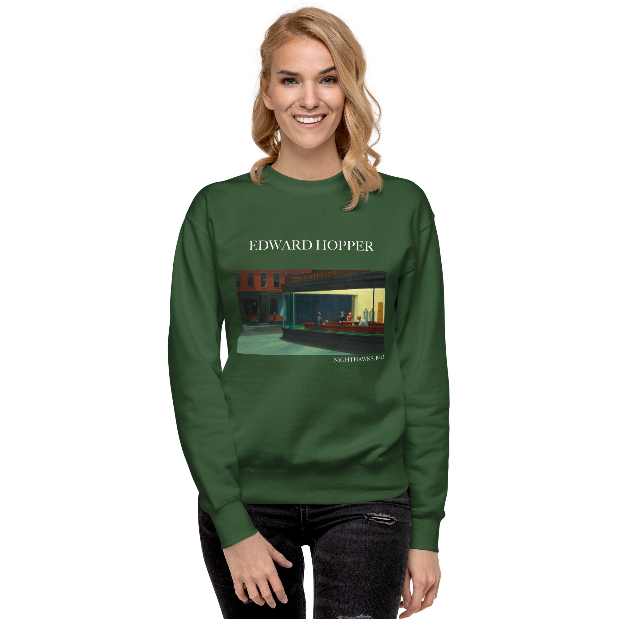 Edward Hopper 'Nighthawks' Famous Painting Sweatshirt | Unisex Premium Sweatshirt