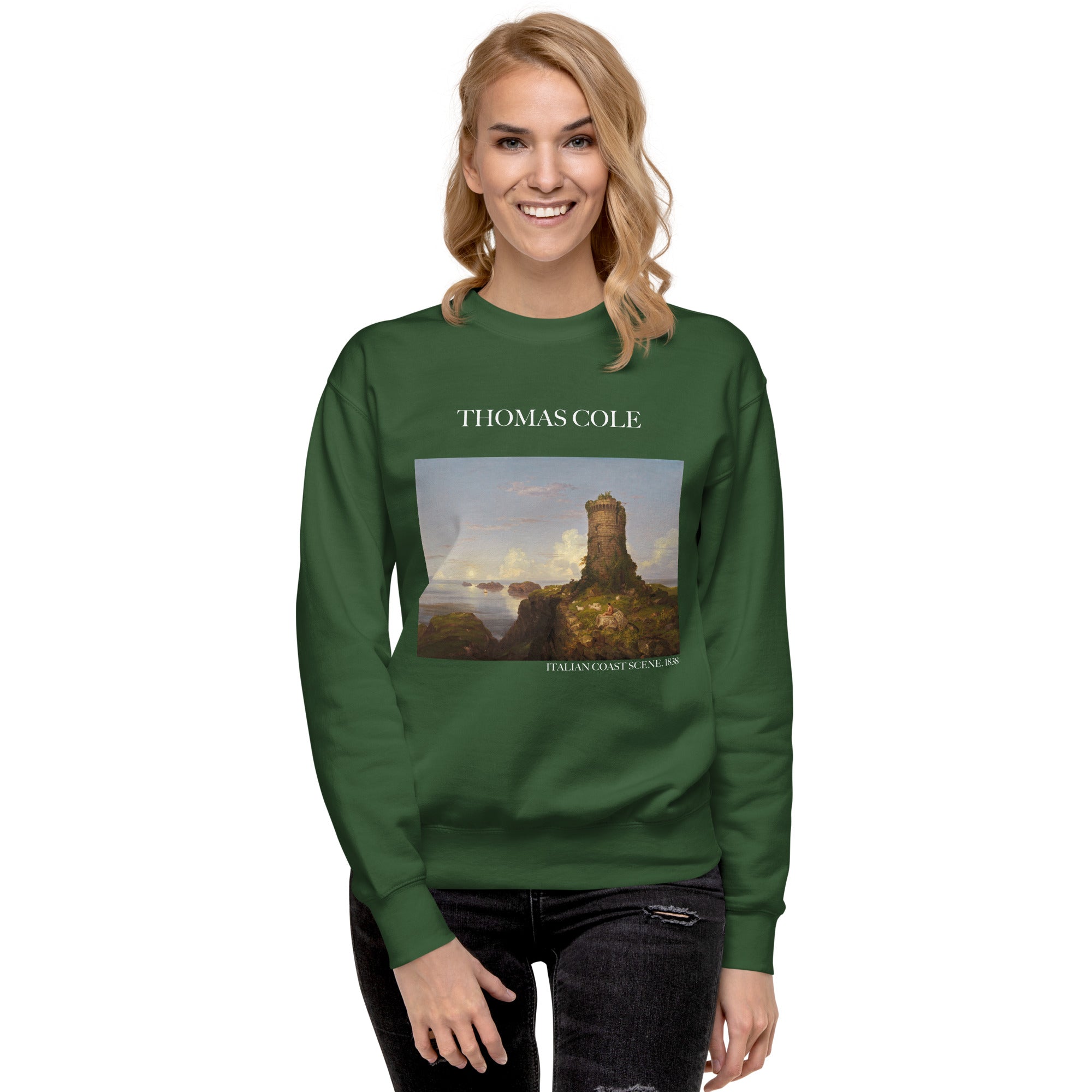 Thomas Cole – Kurzes Sweatshirt „Italienische Küstenszene“ – berühmtes Gemälde – Premium-Kunst-Kurzpullover