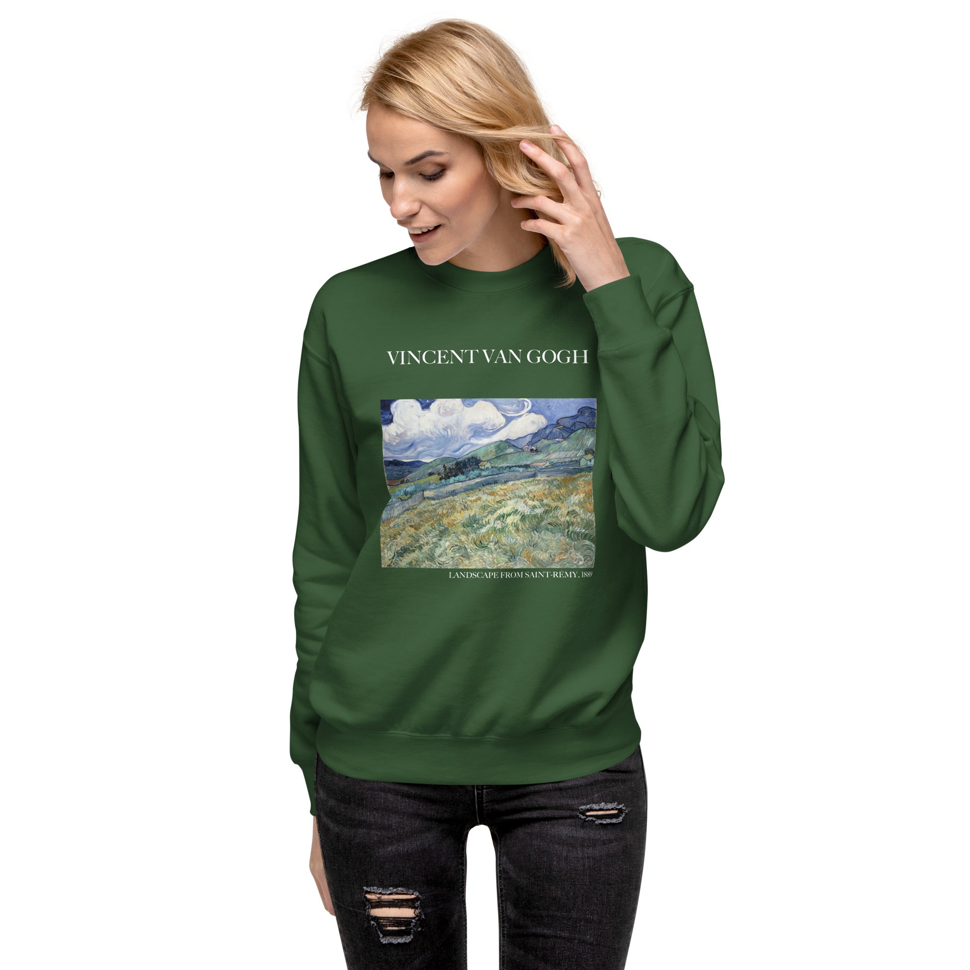 Vincent van Gogh 'Landscape from Saint-Rémy' Famous Painting Sweatshirt | Unisex Premium Sweatshirt