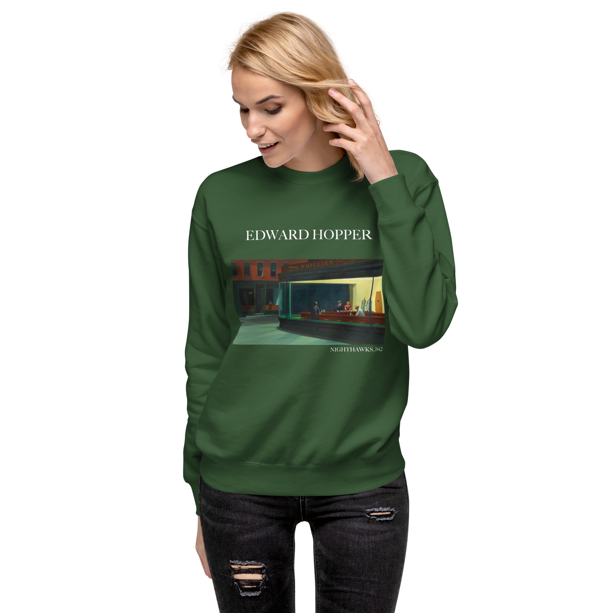 Sweatshirt mit berühmtem Gemälde „Nighthawks“ von Edward Hopper | Premium-Sweatshirt für Unisex