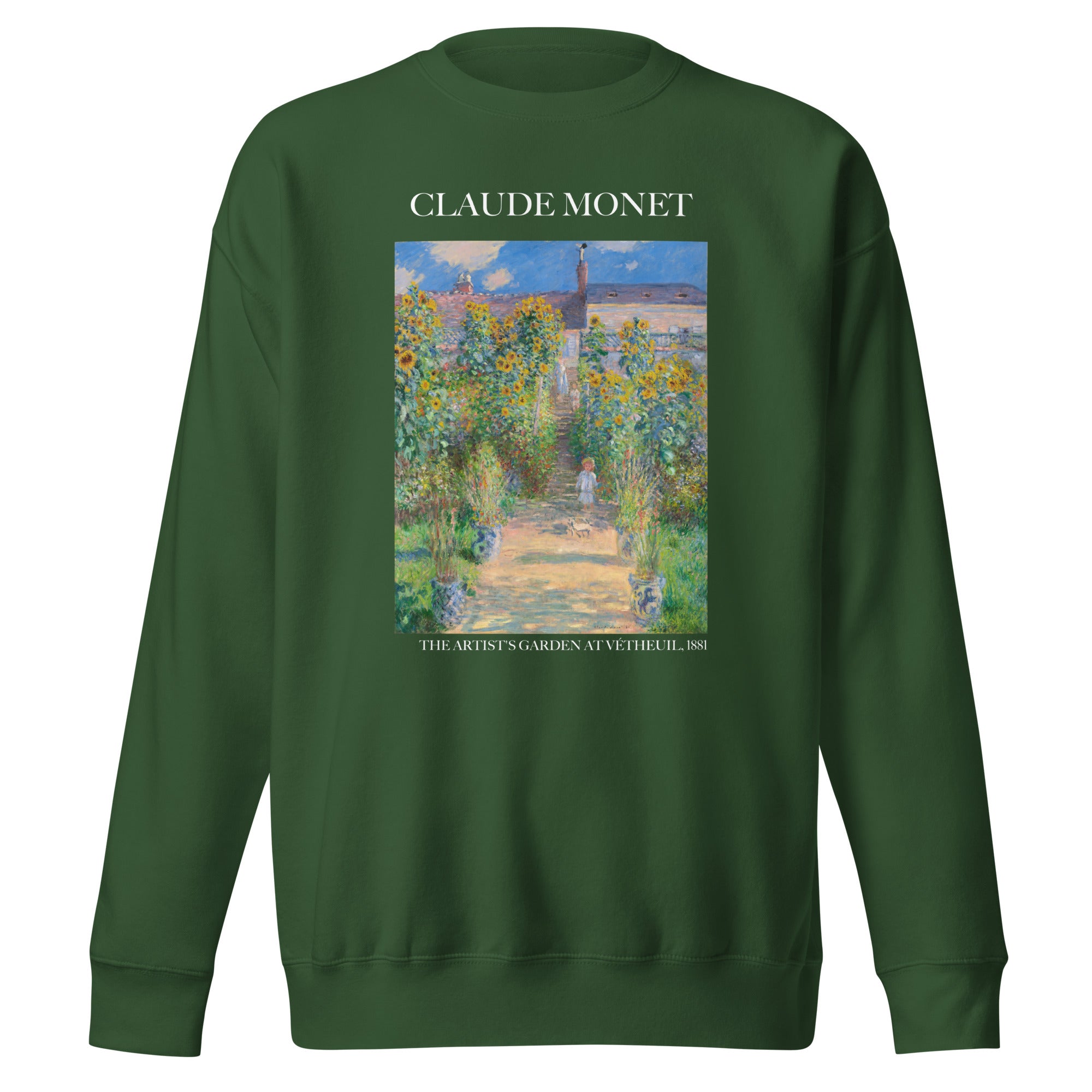 Claude Monet 'The Artist's Garden at Vétheuil' Famous Painting Sweatshirt | Unisex Premium Sweatshirt