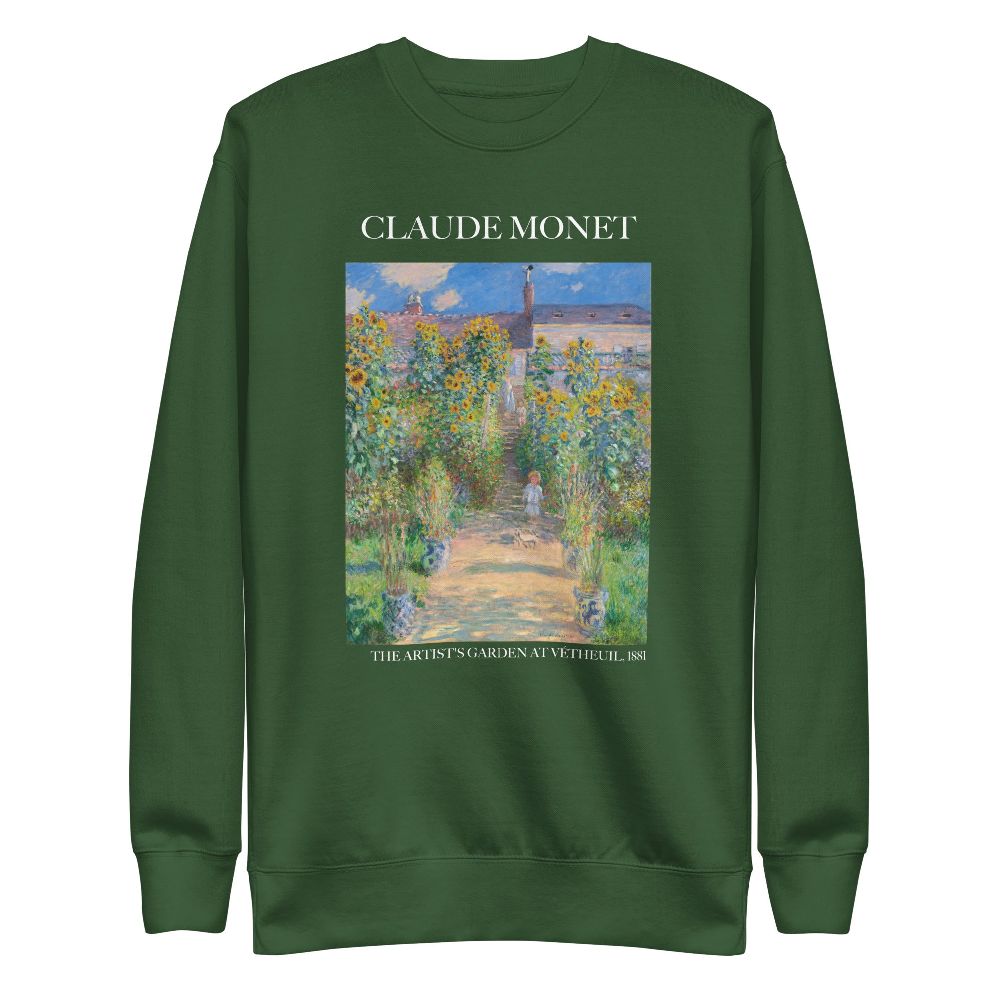 Claude Monet 'The Artist's Garden at Vétheuil' Famous Painting Sweatshirt | Unisex Premium Sweatshirt