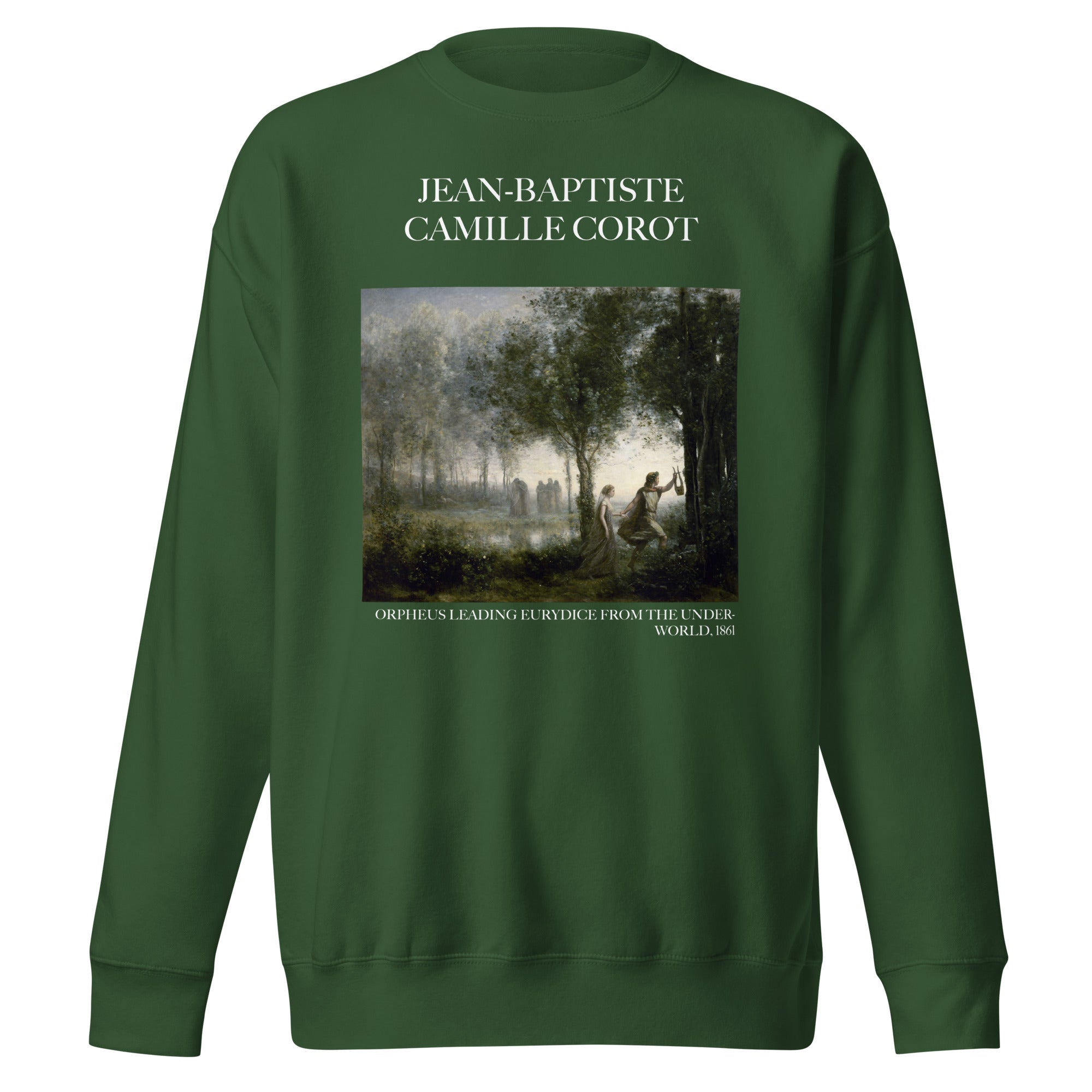 Jean-Baptiste Camille Corot 'Orpheus Leading Eurydice from the Underworld' Famous Painting Sweatshirt | Unisex Premium Sweatshirt