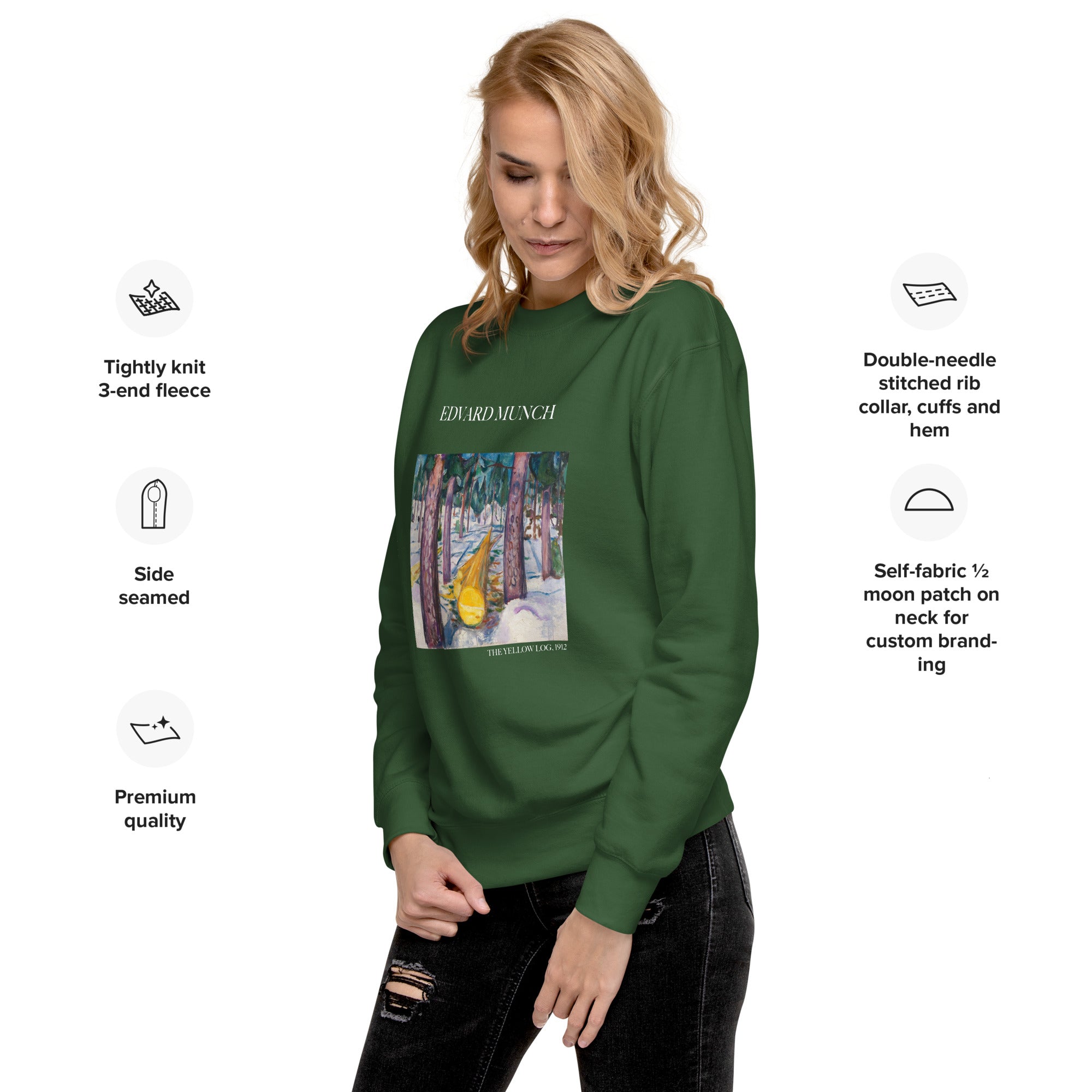 Sweatshirt mit berühmtem Gemälde „Der gelbe Baumstamm“ von Edvard Munch | Premium-Sweatshirt für Unisex