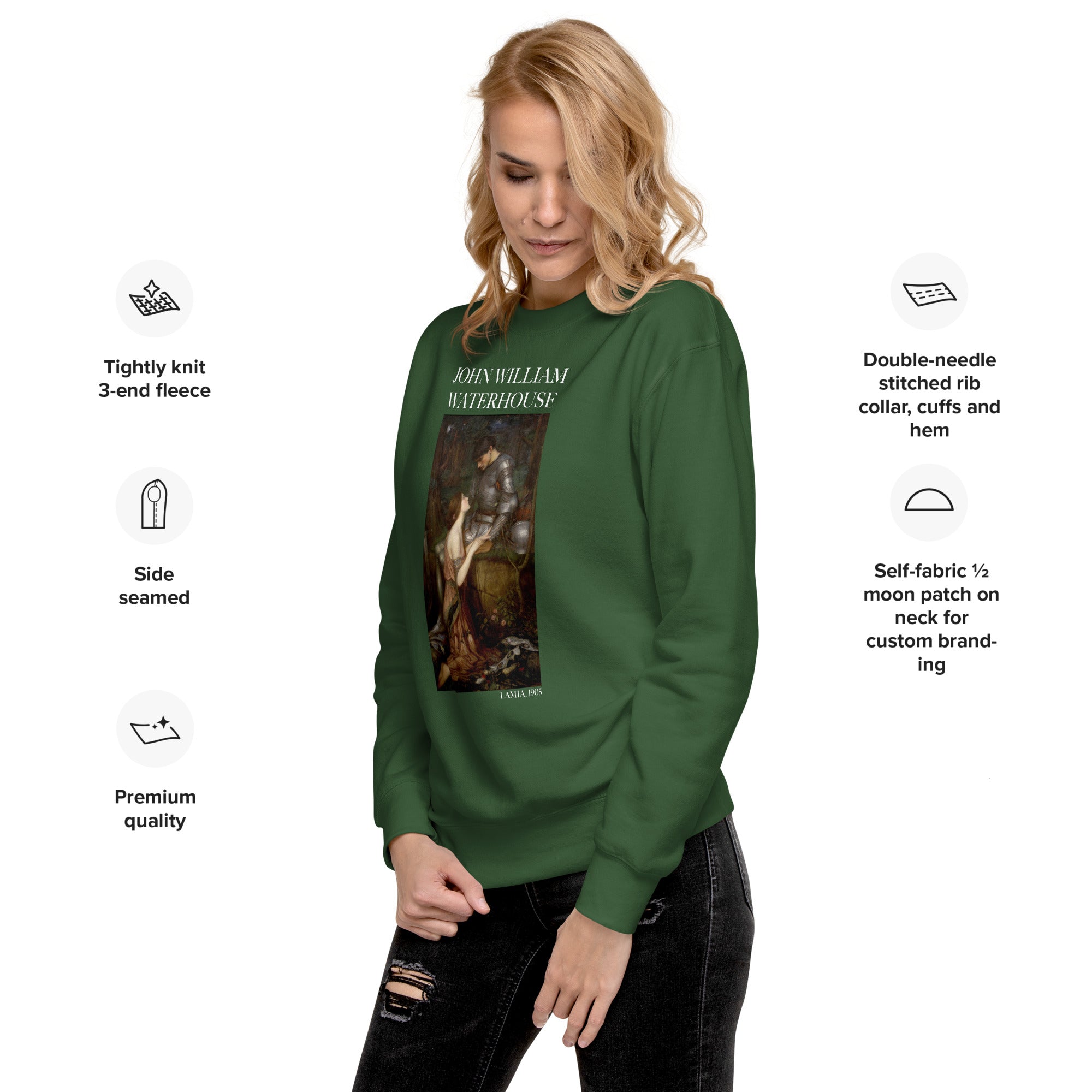 Sweatshirt mit berühmtem Gemälde „Lamia“ von John William Waterhouse, Premium-Unisex-Sweatshirt