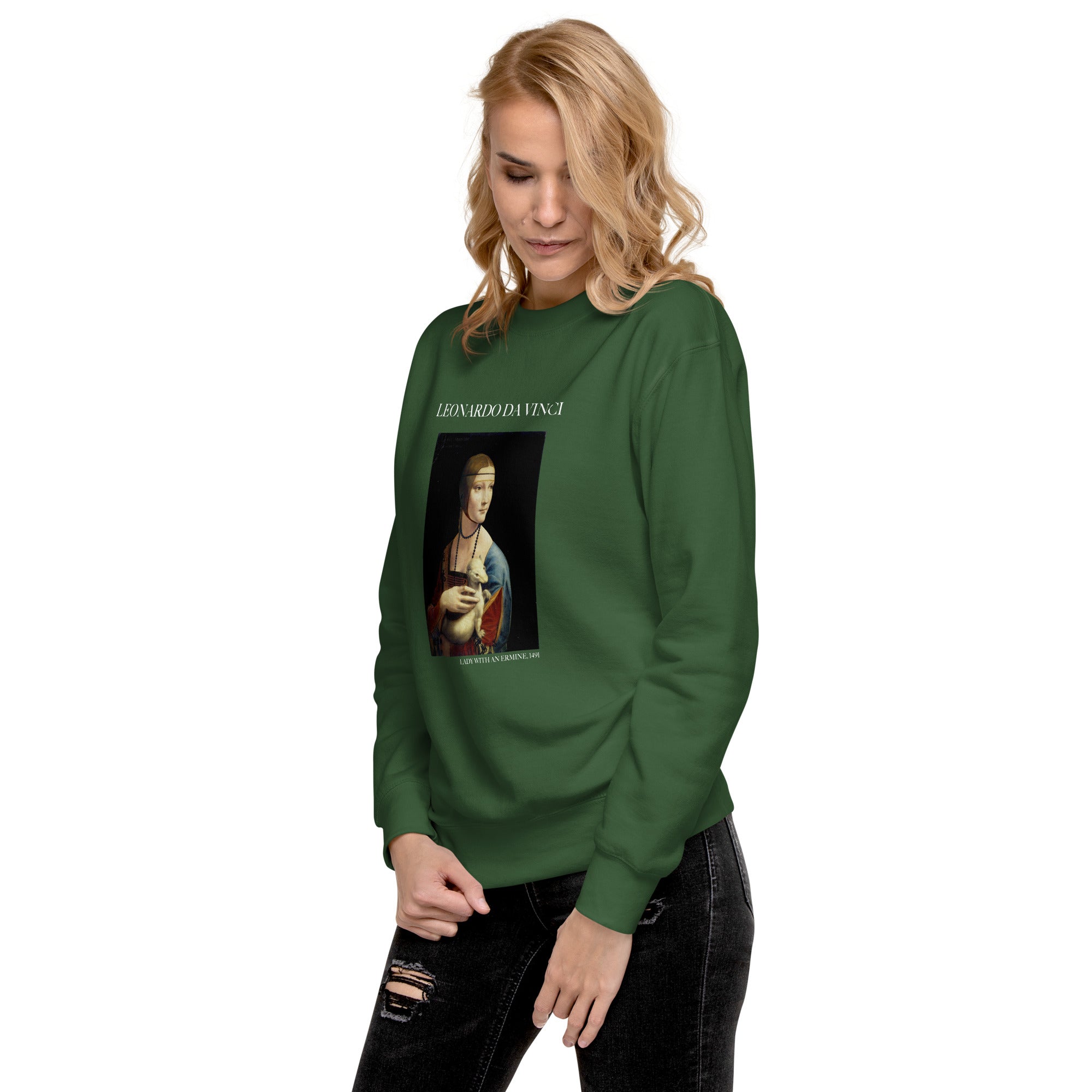 Sweatshirt mit berühmtem Gemälde „Die Dame mit dem Hermelin“ von Leonardo da Vinci, Unisex, Premium-Sweatshirt