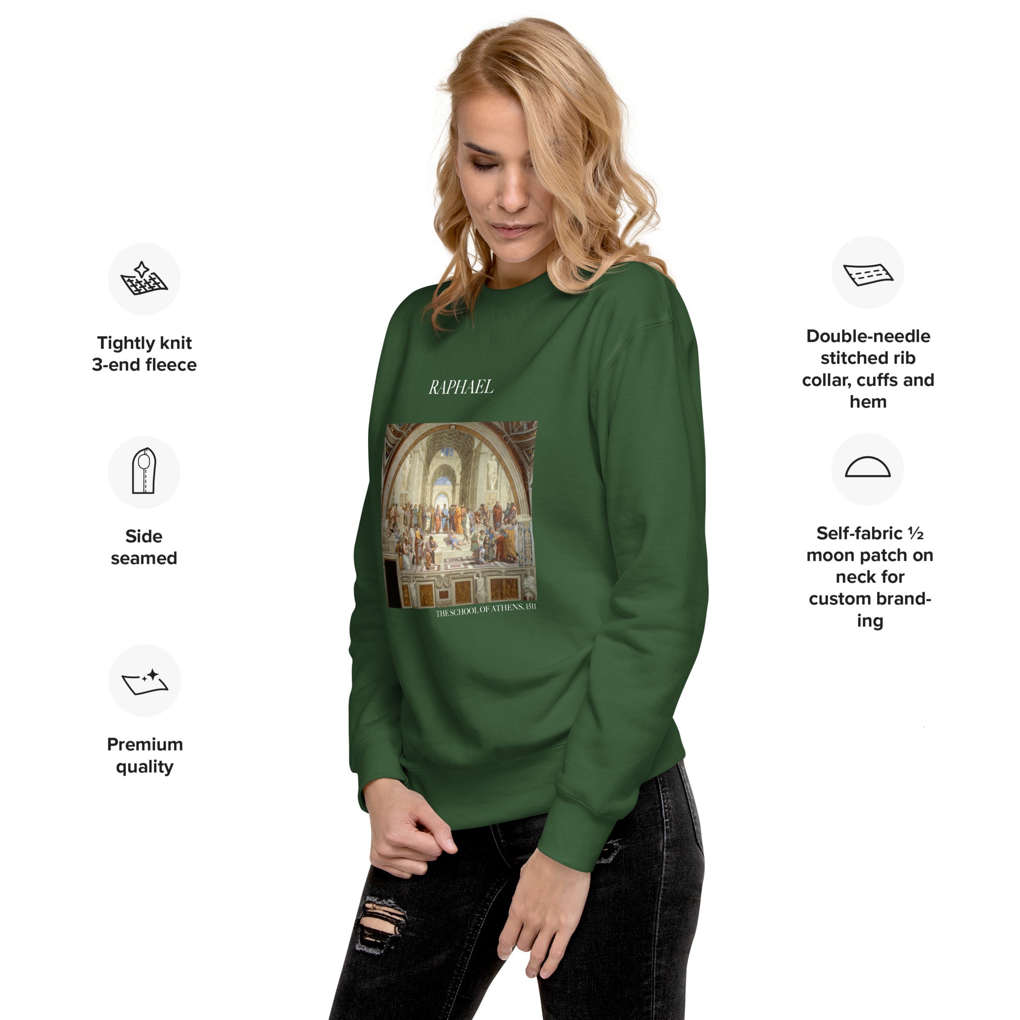 Sweatshirt mit berühmtem Gemälde „Die Schule von Athen“ von Raphael | Premium-Sweatshirt für Unisex