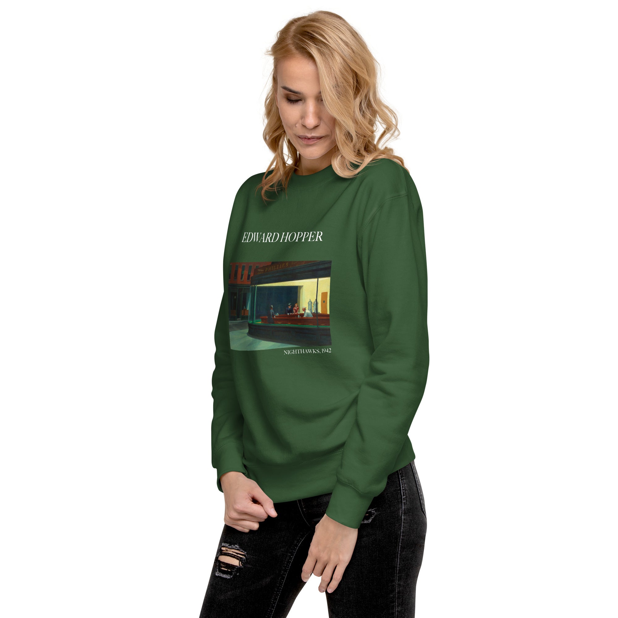 Edward Hopper 'Nighthawks' Famous Painting Sweatshirt | Unisex Premium Sweatshirt