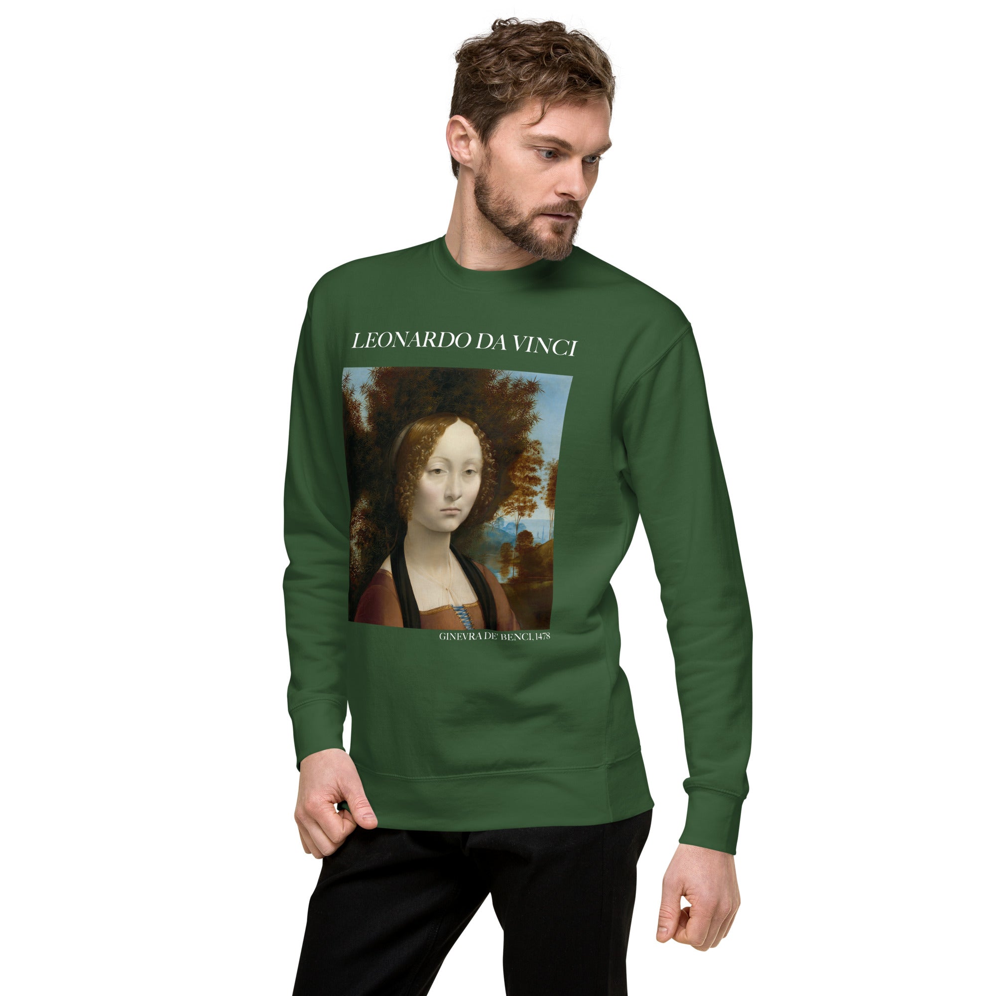 Sweatshirt mit berühmtem Gemälde „Ginevra de‘ Benci“ von Leonardo da Vinci, Premium-Unisex-Sweatshirt