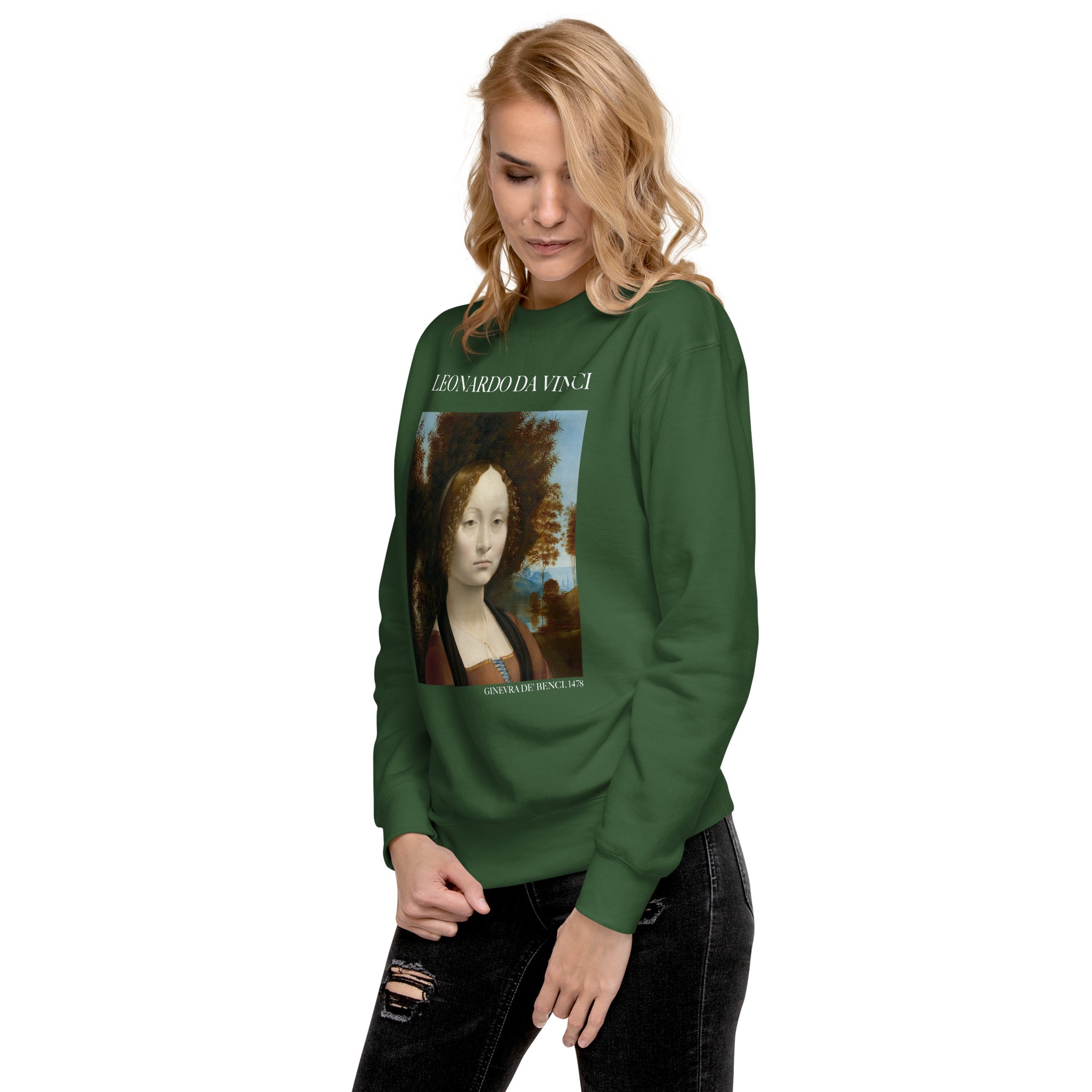 Sweatshirt mit berühmtem Gemälde „Ginevra de‘ Benci“ von Leonardo da Vinci, Premium-Unisex-Sweatshirt