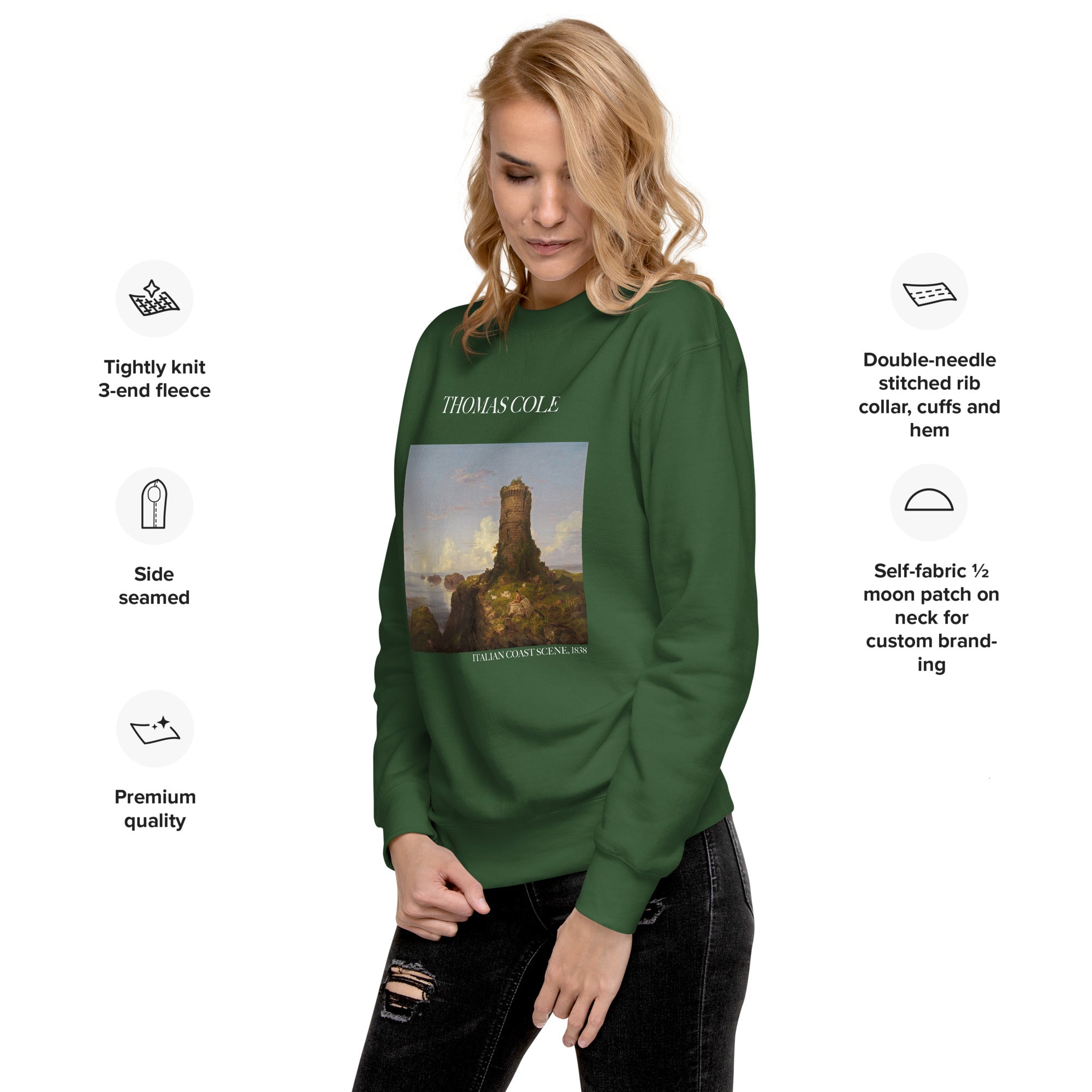 Thomas Cole – Kurzes Sweatshirt „Italienische Küstenszene“ – berühmtes Gemälde – Premium-Kunst-Kurzpullover